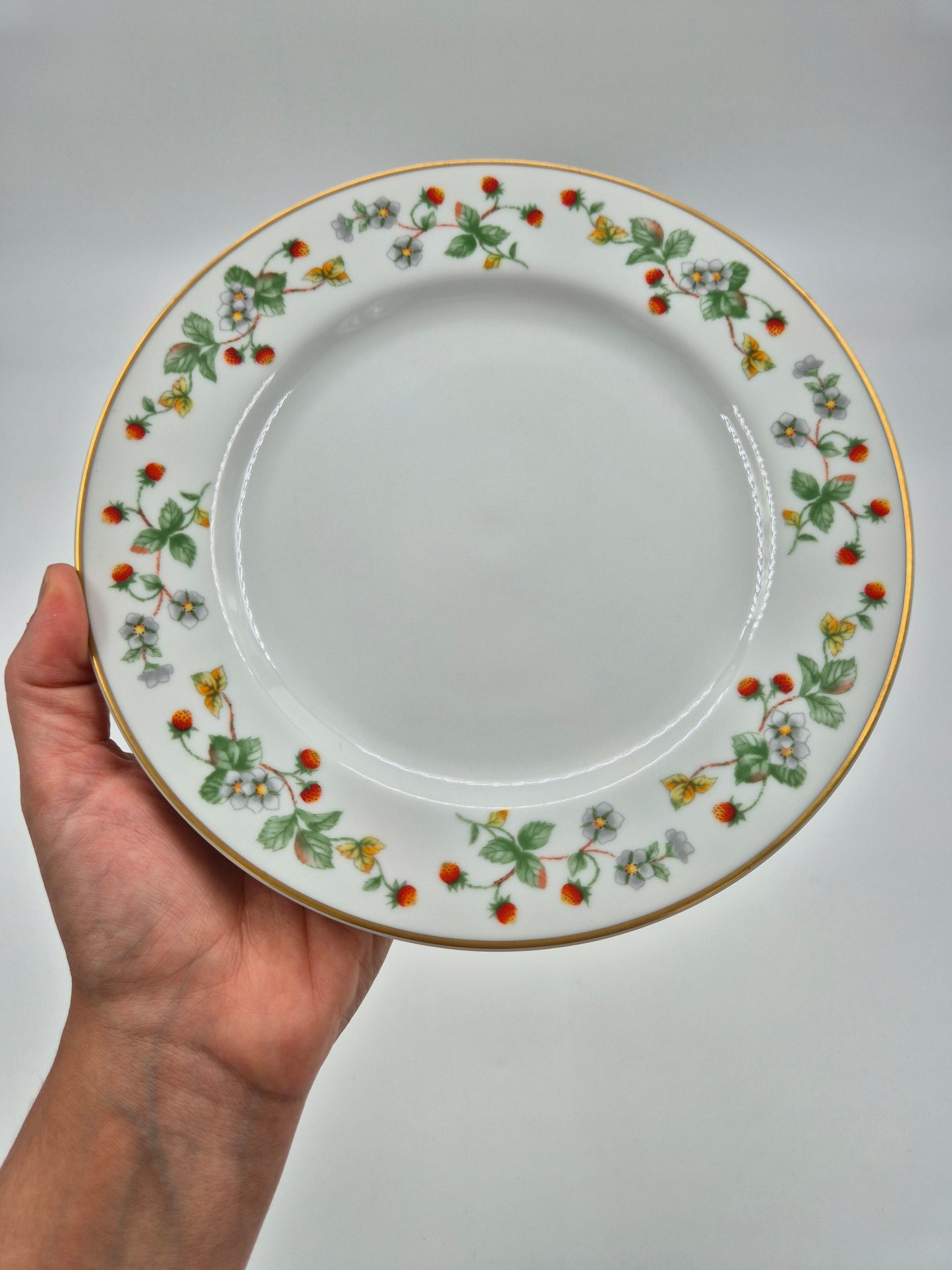 Set of 6 Christineholm Smultron Salad Plates 21 cm | Wild Strawberry Pattern | Scandinavian Tableware