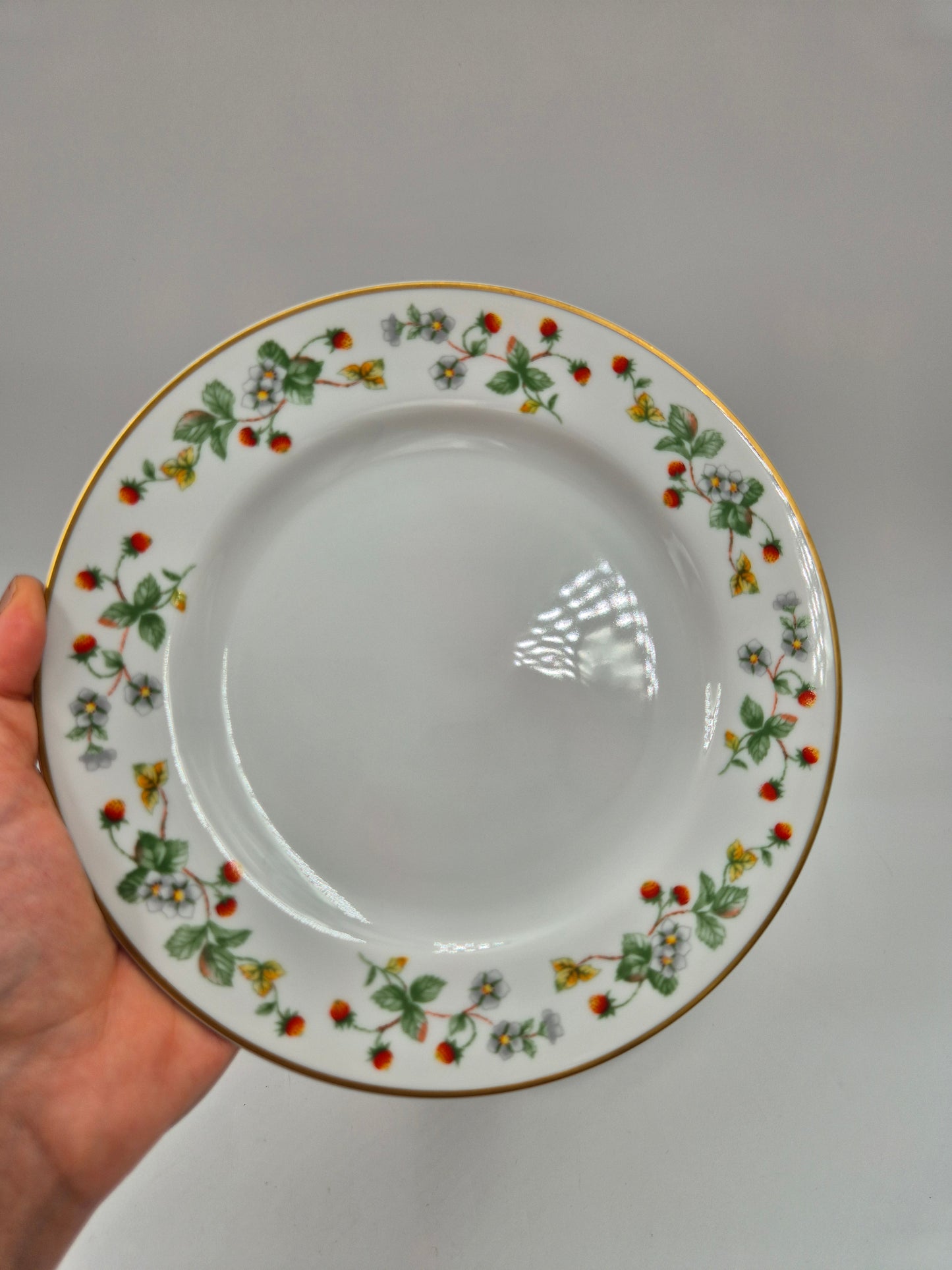 Set of 6 Christineholm Smultron Salad Plates 21 cm | Wild Strawberry Pattern | Scandinavian Tableware