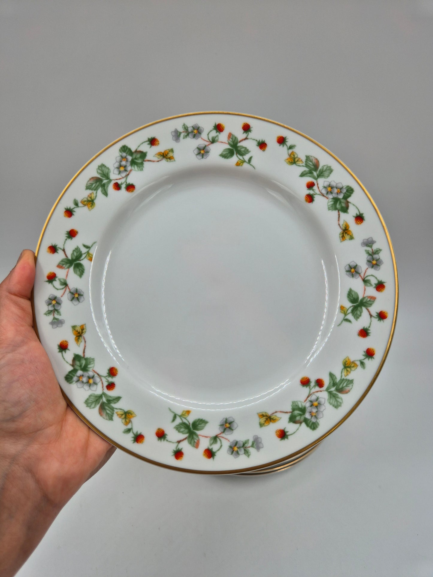Set of 6 Christineholm Smultron Salad Plates 21 cm | Wild Strawberry Pattern | Scandinavian Tableware