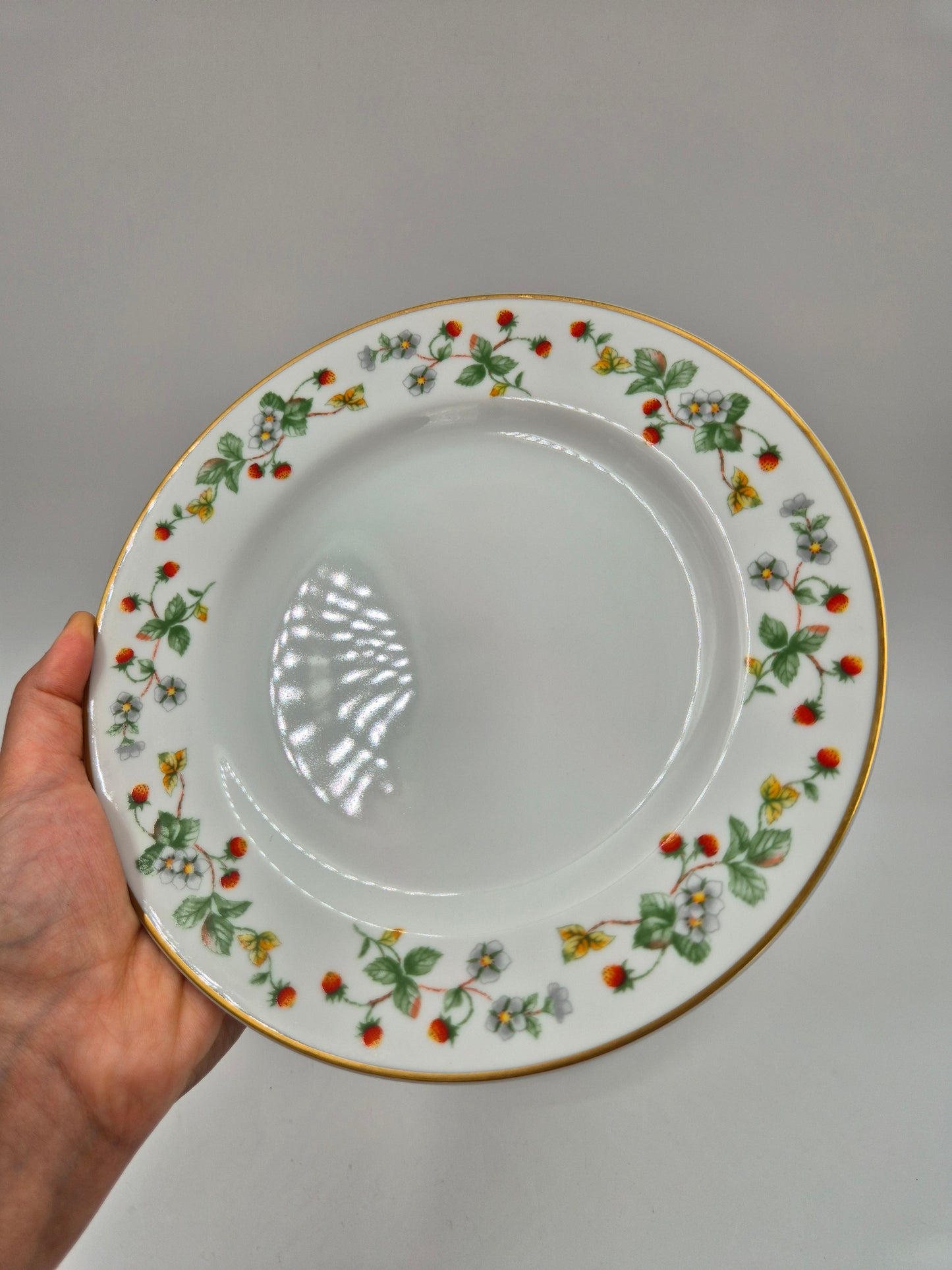 Set of 6 Christineholm Smultron Salad Plates 21 cm | Wild Strawberry Pattern | Scandinavian Tableware