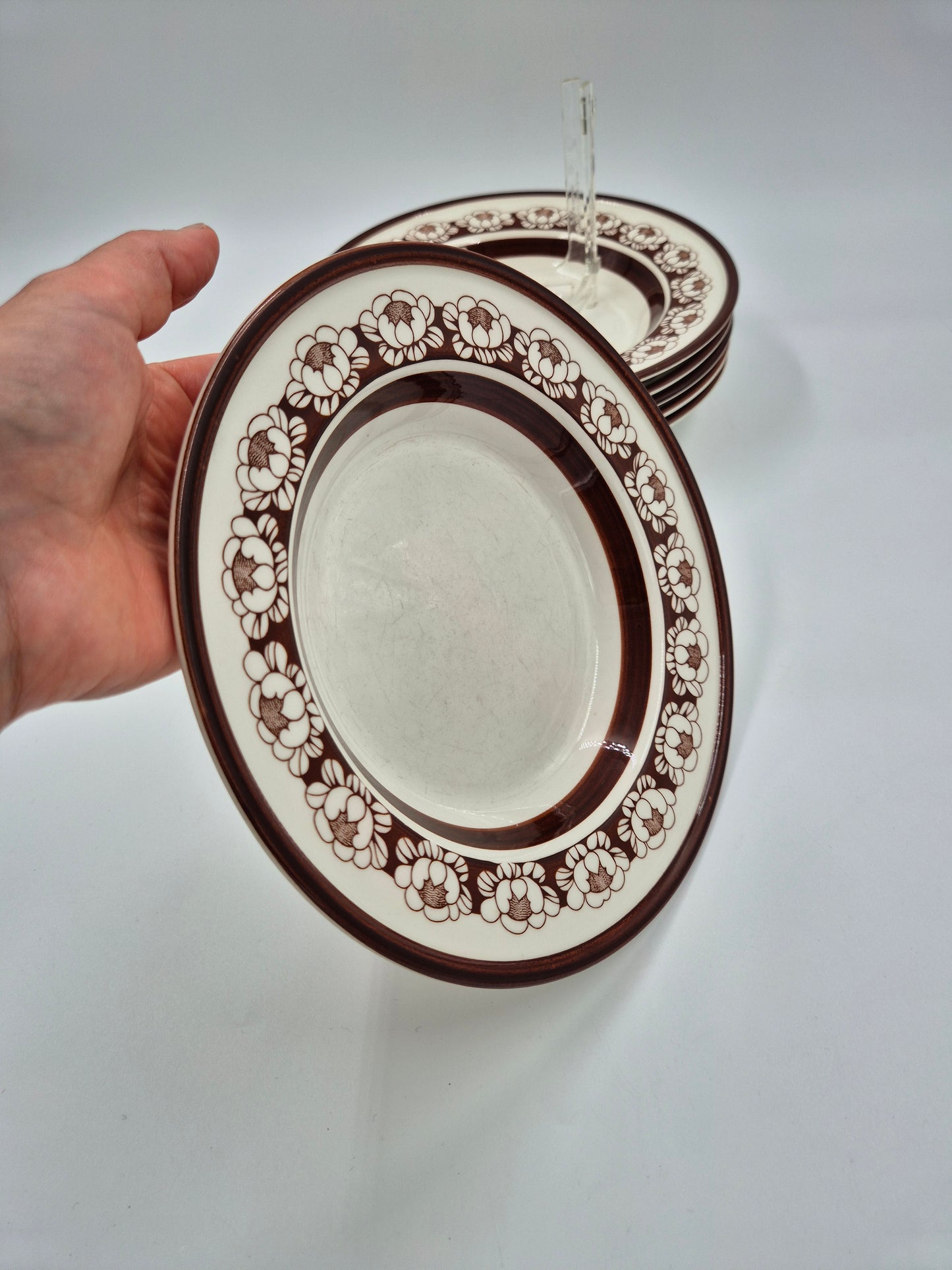 Set of 6 Arabia Katrilli Deep Plates by Esteri Tomula – Vintage Finnish Soup Bowls 23 cm