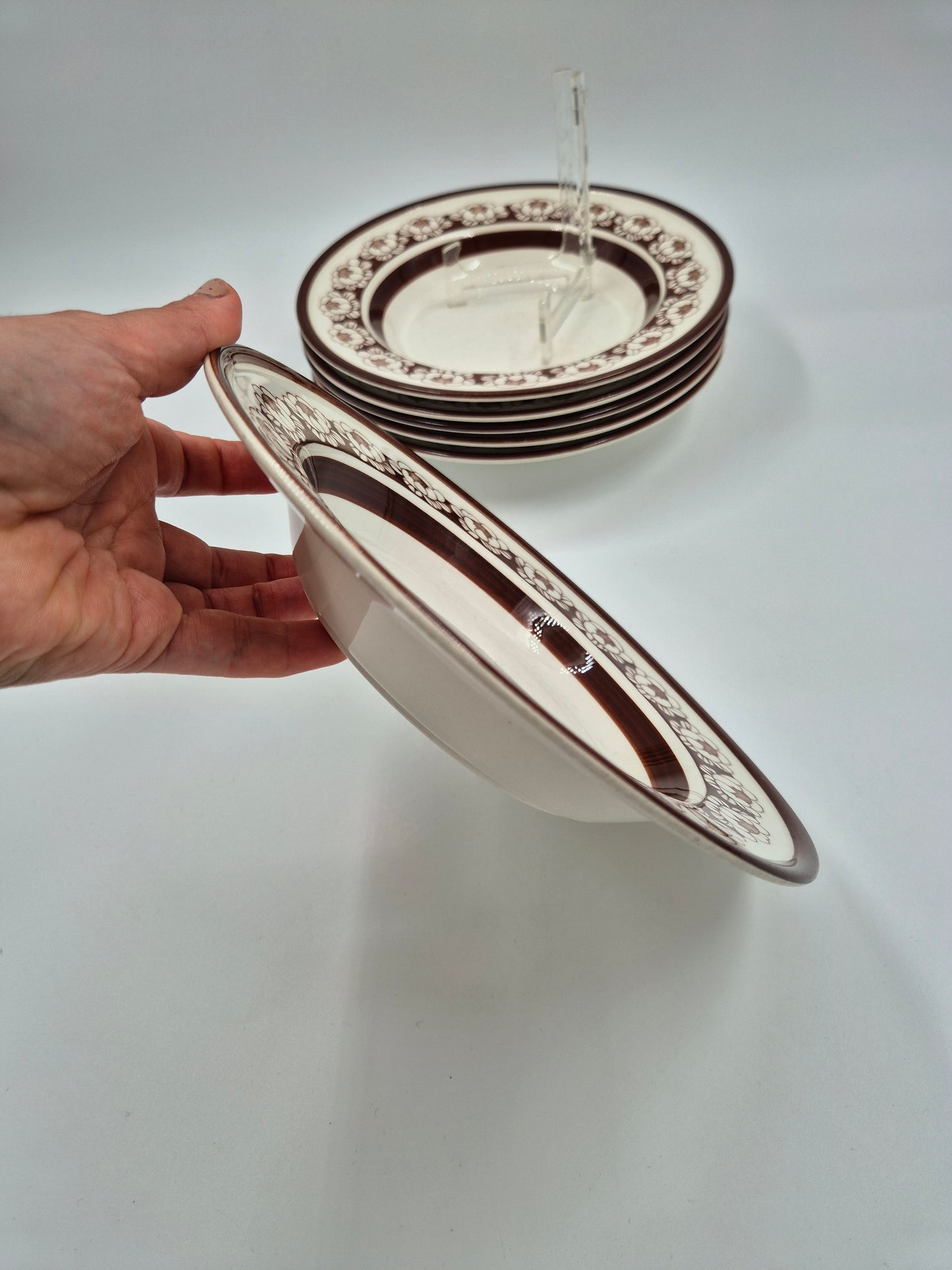 Set of 6 Arabia Katrilli Deep Plates by Esteri Tomula – Vintage Finnish Soup Bowls 23 cm