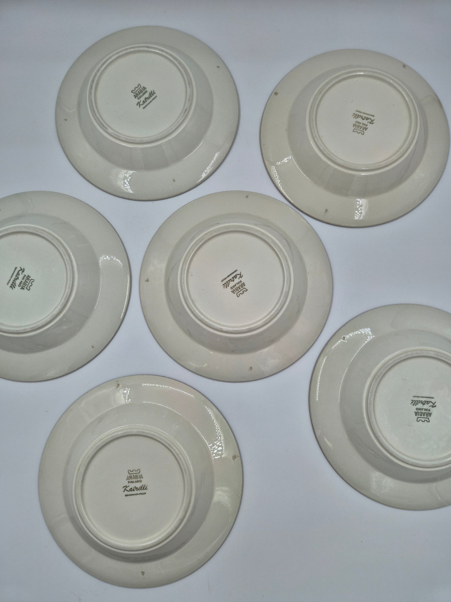 Set of 6 Arabia Katrilli Deep Plates by Esteri Tomula – Vintage Finnish Soup Bowls 23 cm