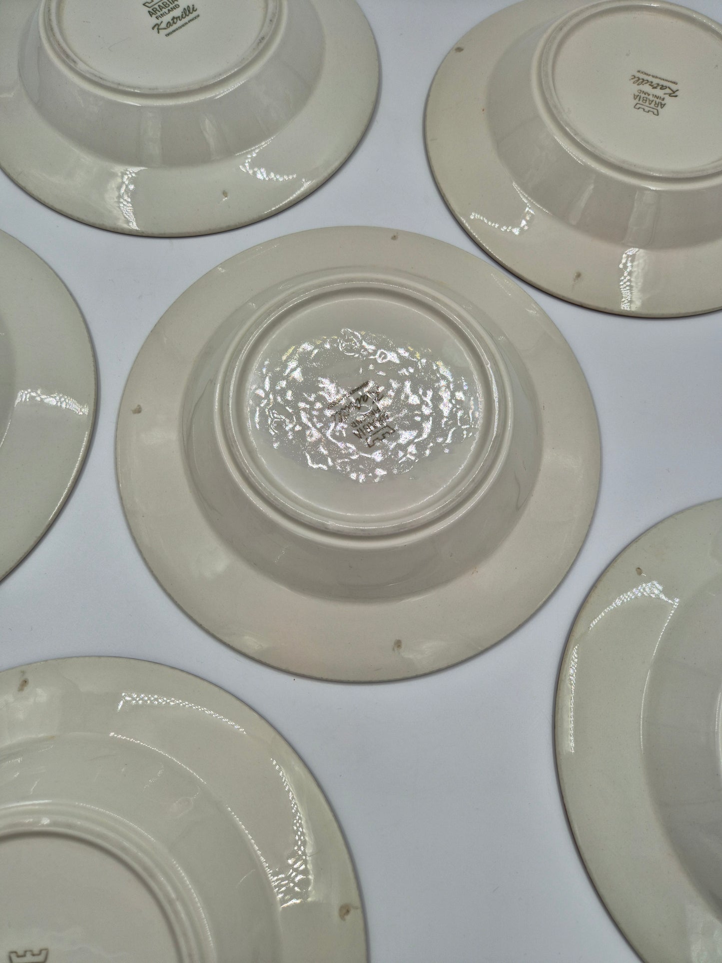 Set of 6 Arabia Katrilli Deep Plates by Esteri Tomula – Vintage Finnish Soup Bowls 23 cm