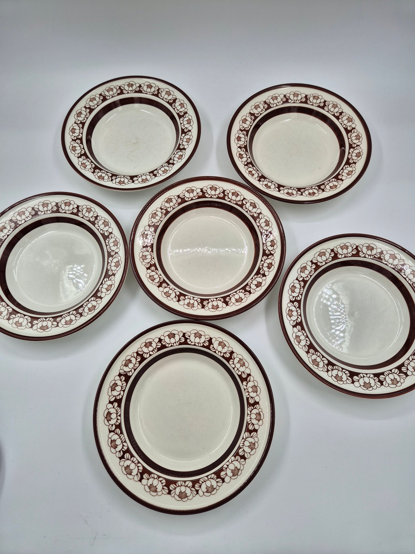 Set of 6 Arabia Katrilli Deep Plates by Esteri Tomula – Vintage Finnish Soup Bowls 23 cm