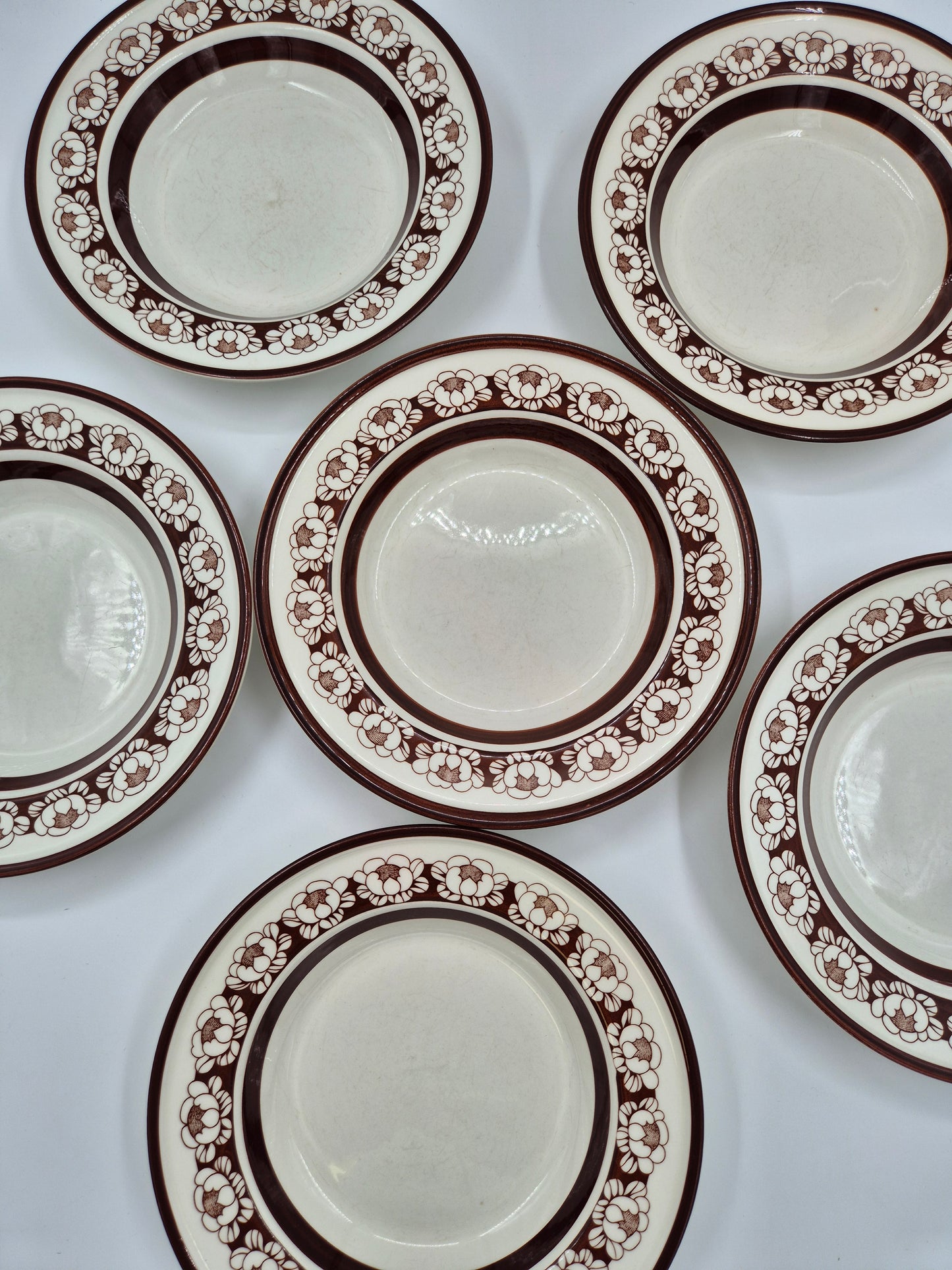 Set of 6 Arabia Katrilli Deep Plates by Esteri Tomula – Vintage Finnish Soup Bowls 23 cm