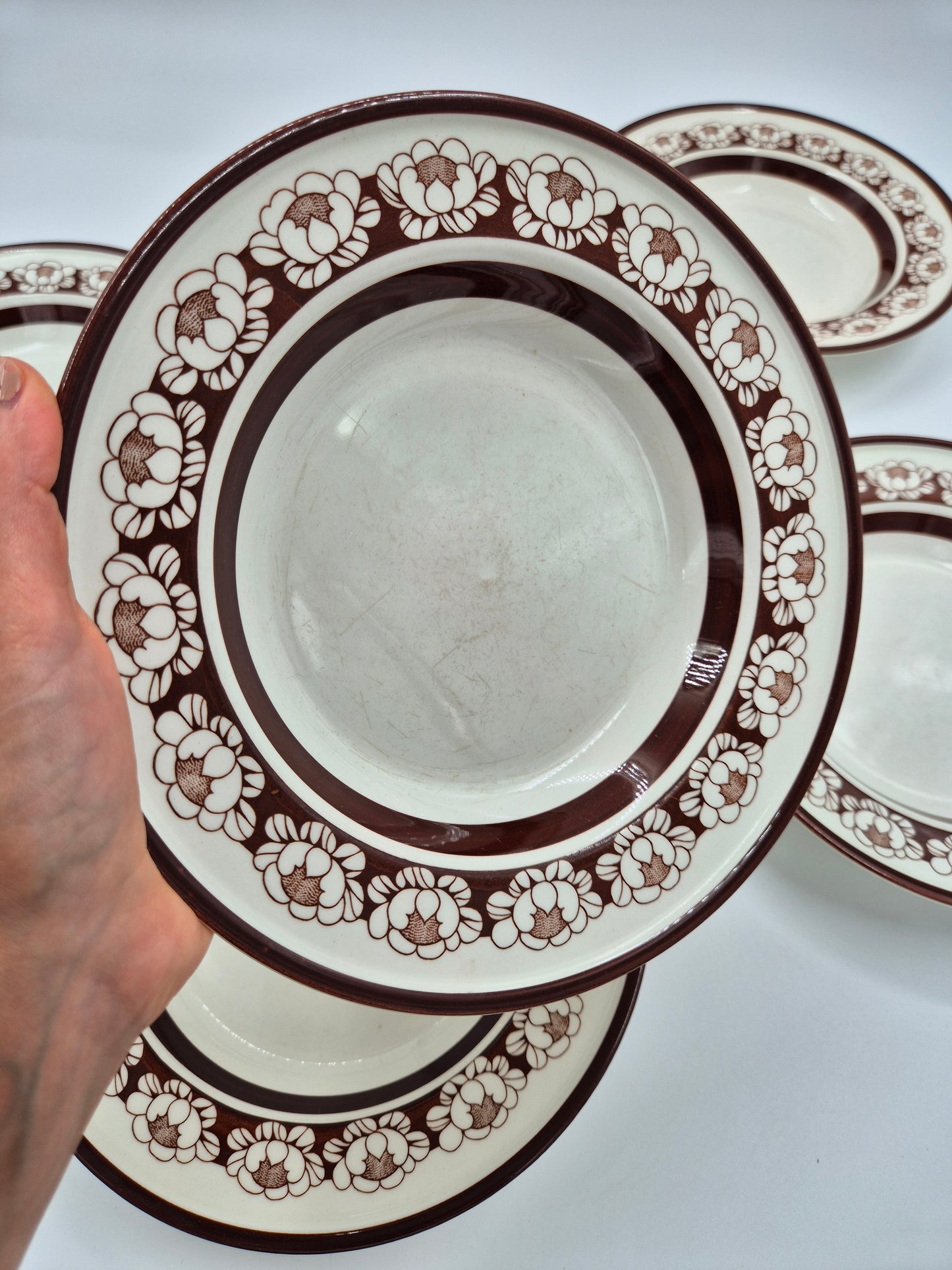 Set of 6 Arabia Katrilli Deep Plates by Esteri Tomula – Vintage Finnish Soup Bowls 23 cm