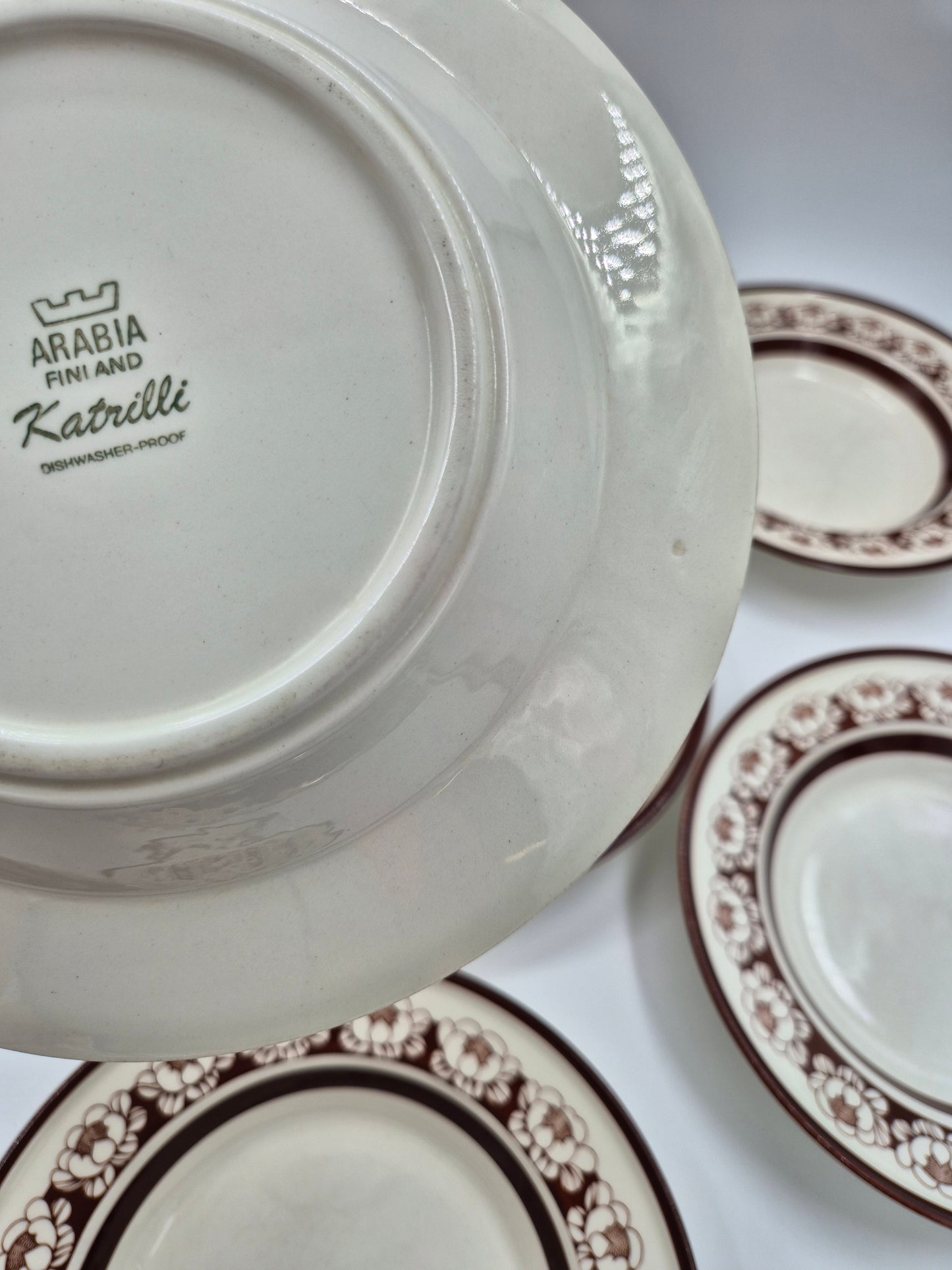 Set of 6 Arabia Katrilli Deep Plates by Esteri Tomula – Vintage Finnish Soup Bowls 23 cm