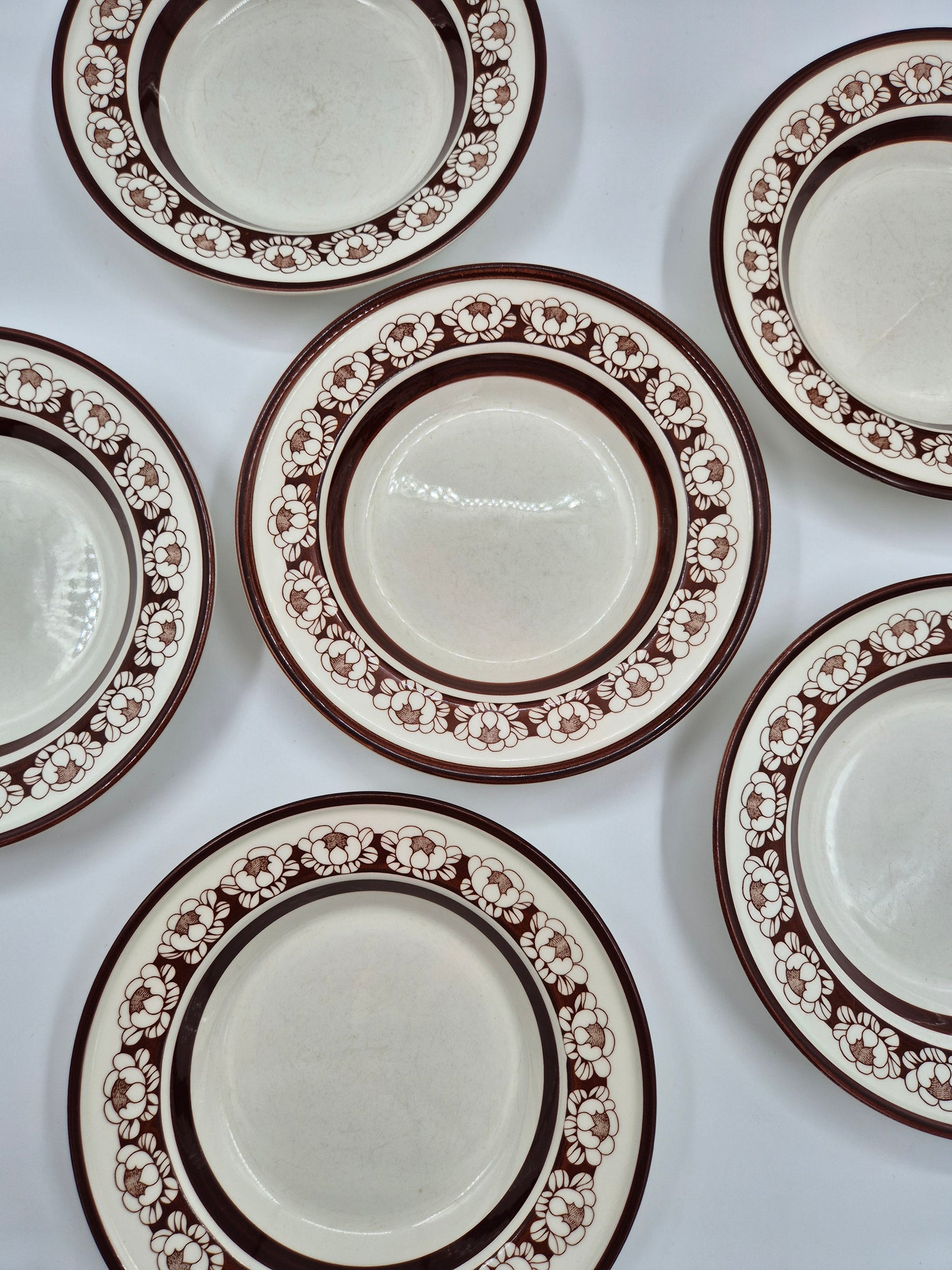 Set of 6 Arabia Katrilli Deep Plates by Esteri Tomula – Vintage Finnish Soup Bowls 23 cm