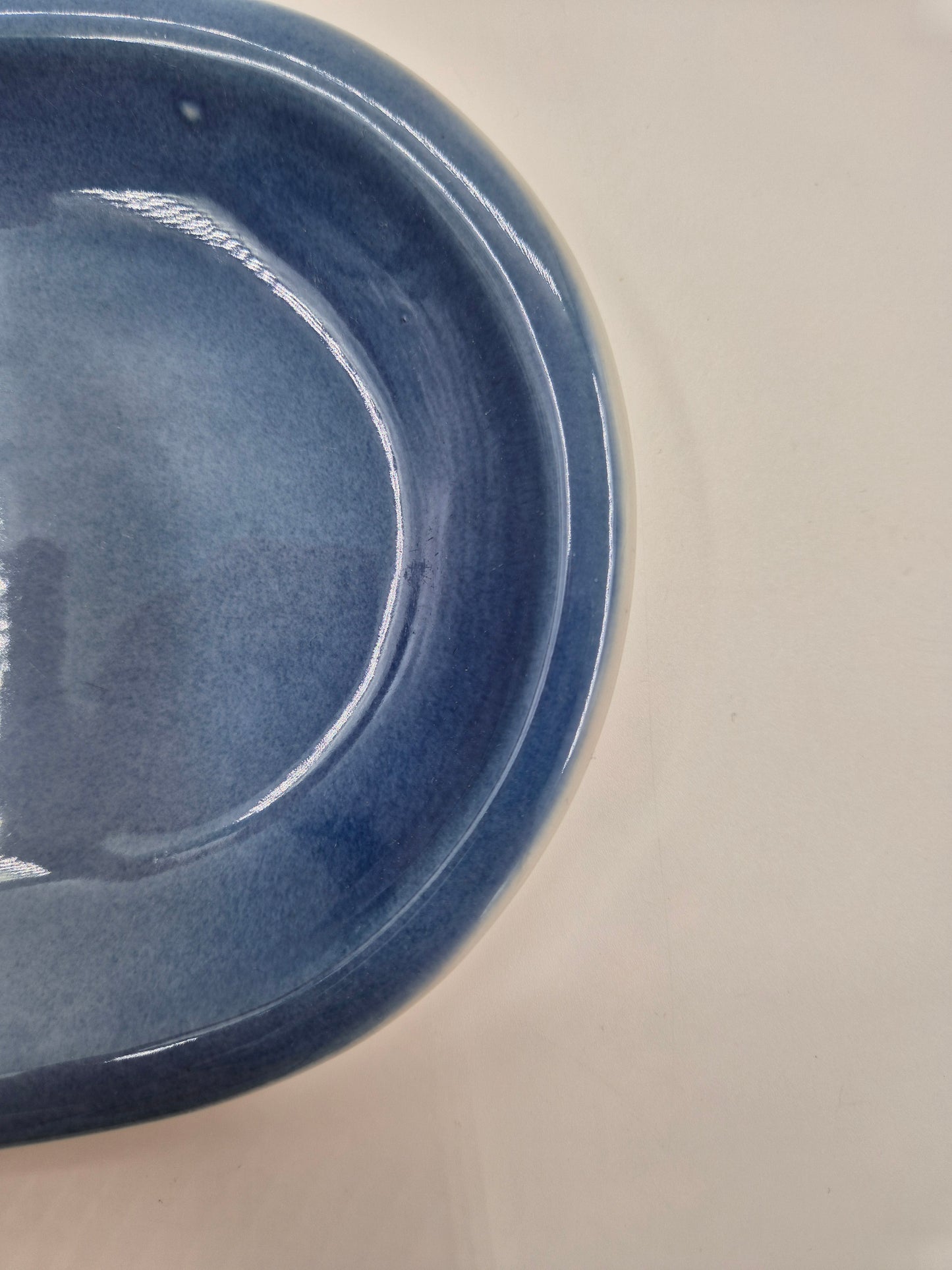 Vintage Pentik Finland Oval Serving Platter | Blue Gradient Ceramic Tray | Scandinavian Stoneware Serving Dish | 17 x 28 cm