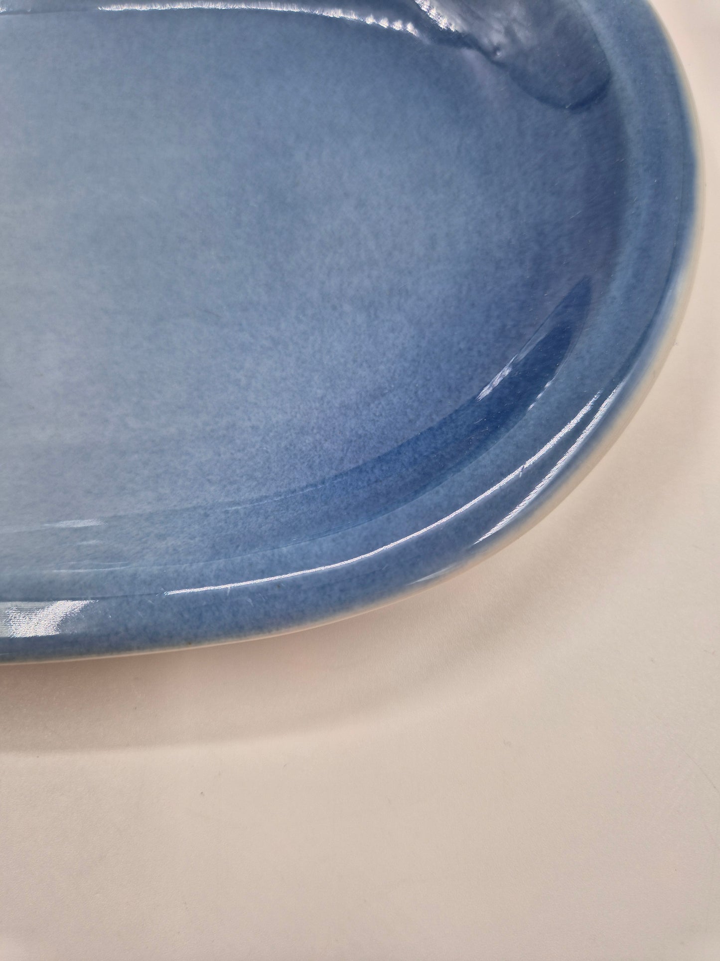 Vintage Pentik Finland Oval Serving Platter | Blue Gradient Ceramic Tray | Scandinavian Stoneware Serving Dish | 17 x 28 cm