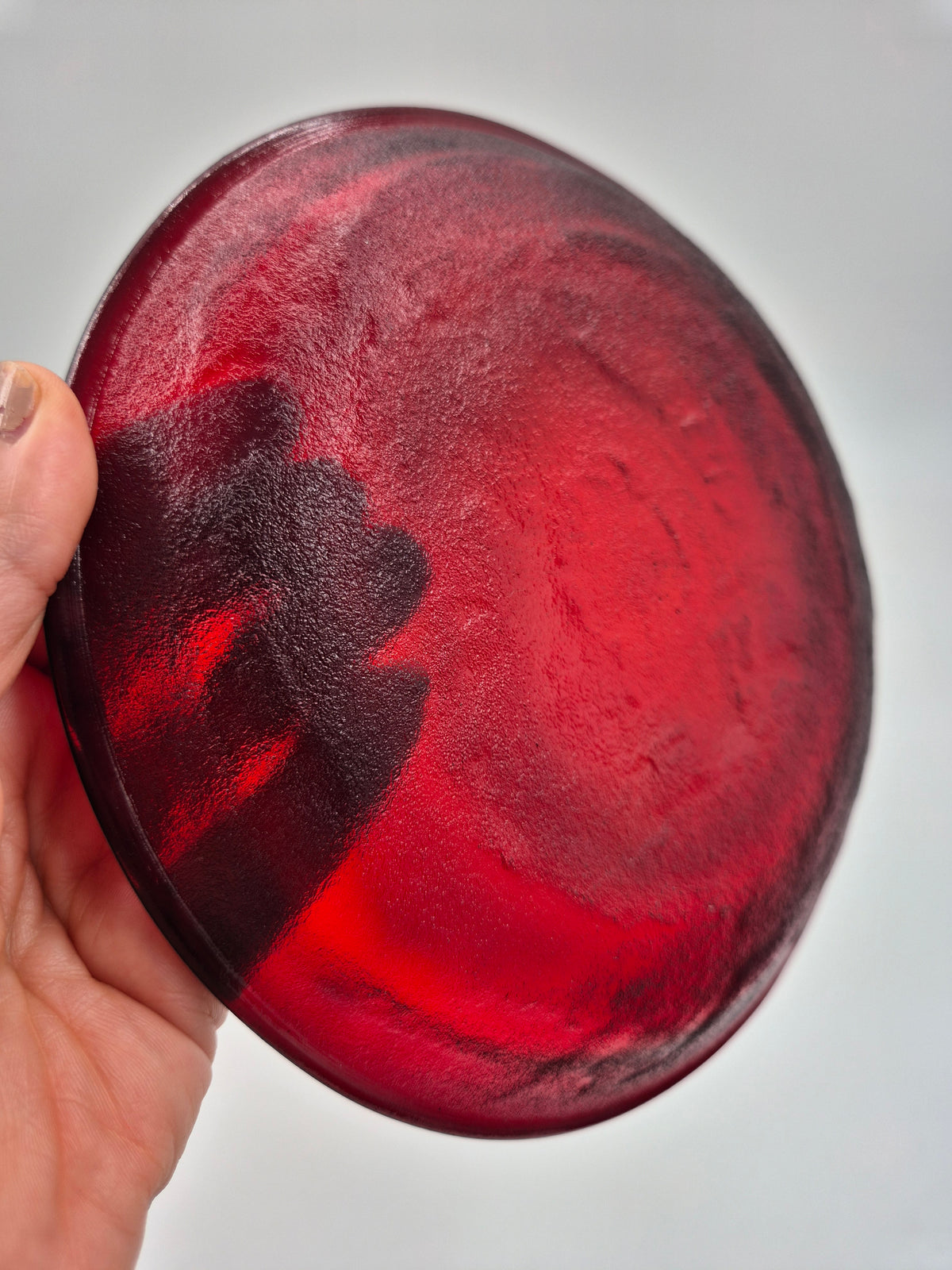 Set of 13 Vintage Arcoroc Ruby Red Dessert Plates | French Red Glass Plates 19 cm | Mid Century Scandinavian Tableware
