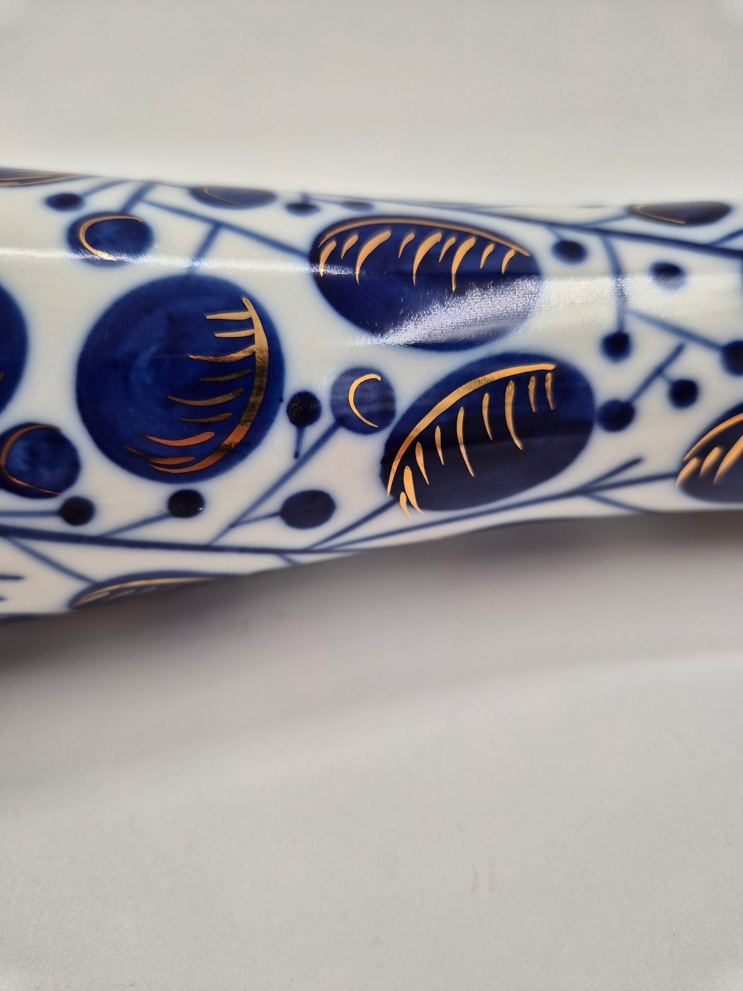 Vintage LFZ Lomonosov Porcelain Vase "Plums" by Vladimir Gorodetsky | Cobalt & Gold USSR Vase | 1960s Soviet Design