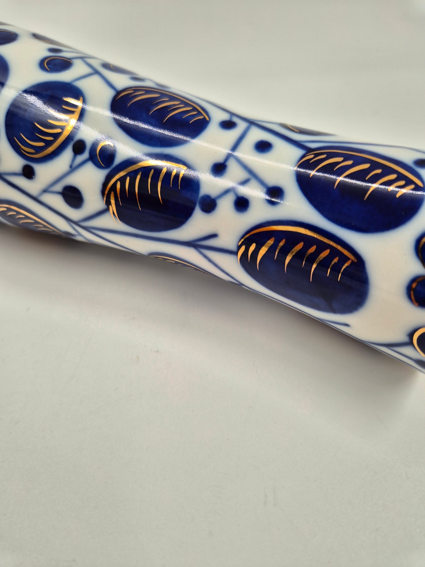 Vintage LFZ Lomonosov Porcelain Vase "Plums" by Vladimir Gorodetsky | Cobalt & Gold USSR Vase | 1960s Soviet Design