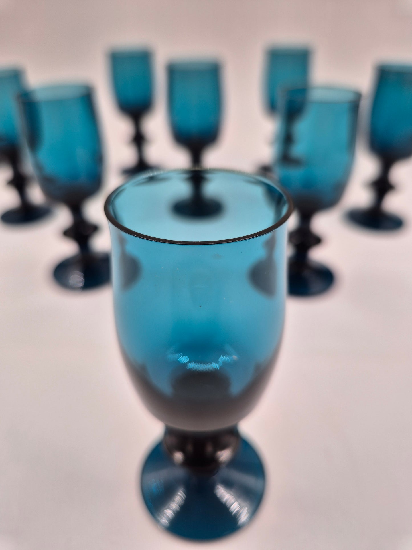 Bertil Vallien Blue Series Liqueur Glasses Set of 10 | Åfors Boda Sweden 1960s Blue Aperitif Glasses | Scandinavian Vintage
