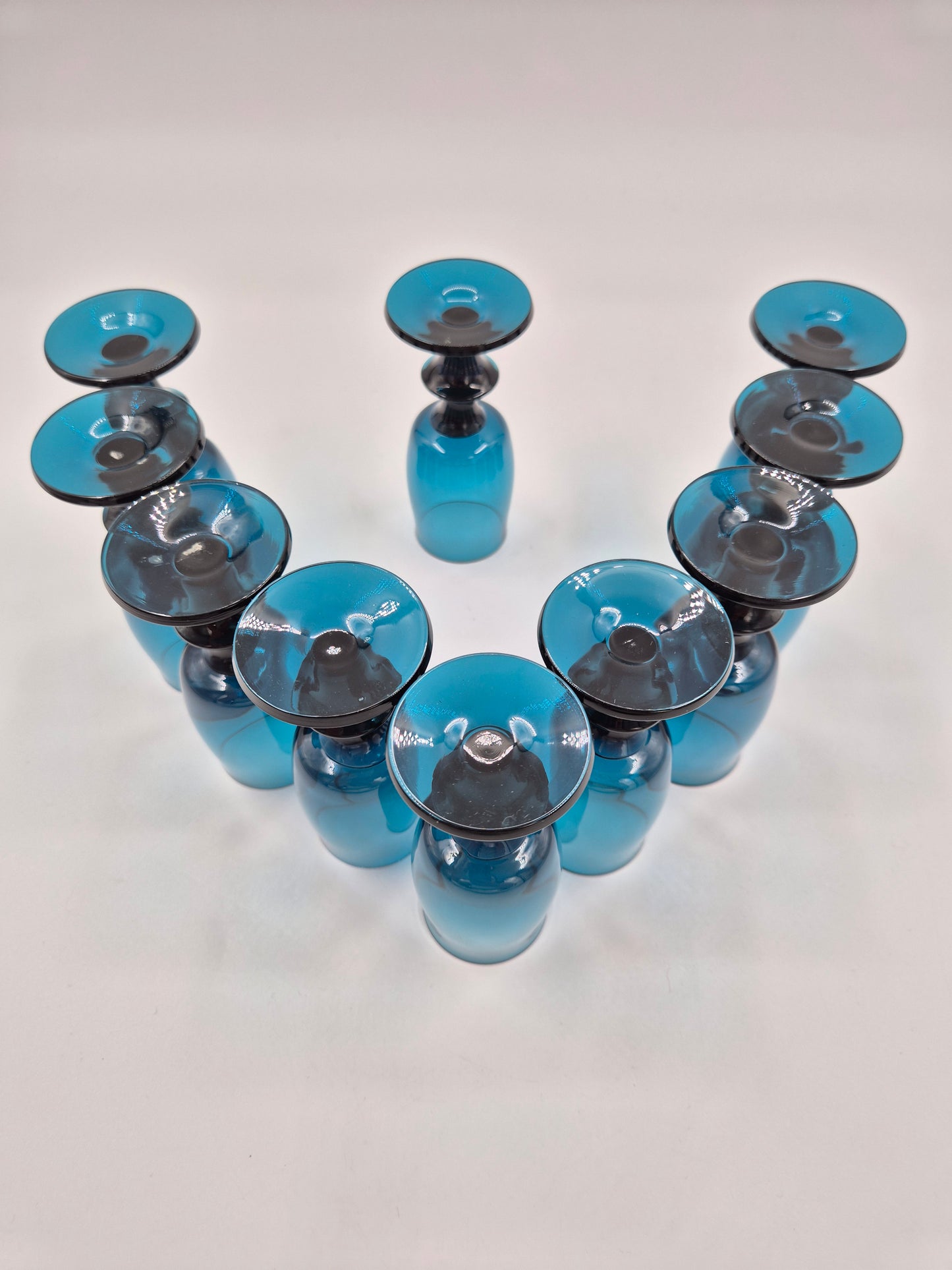 Bertil Vallien Blue Series Liqueur Glasses Set of 10 | Åfors Boda Sweden 1960s Blue Aperitif Glasses | Scandinavian Vintage
