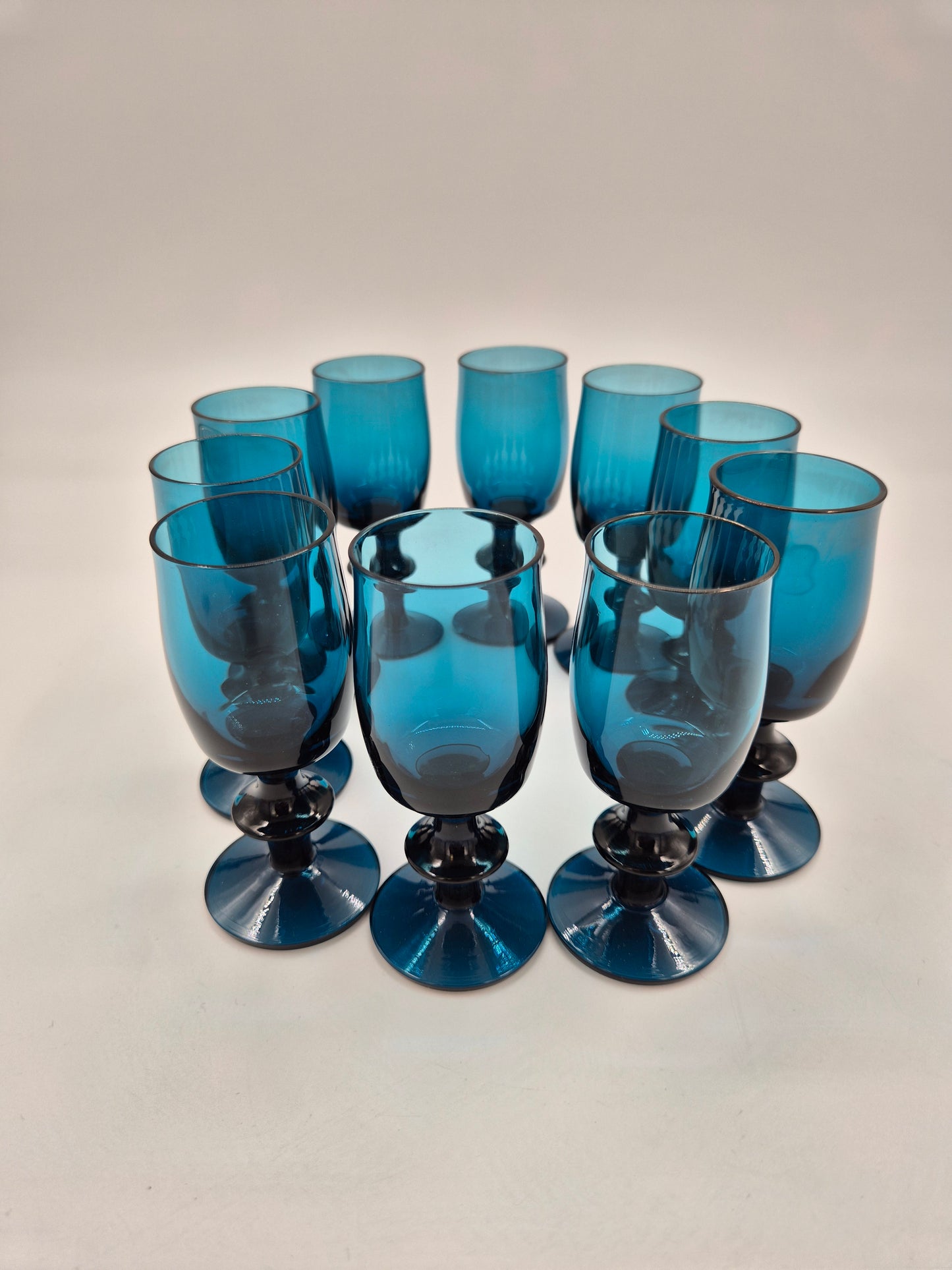 Bertil Vallien Blue Series Liqueur Glasses Set of 10 | Åfors Boda Sweden 1960s Blue Aperitif Glasses | Scandinavian Vintage