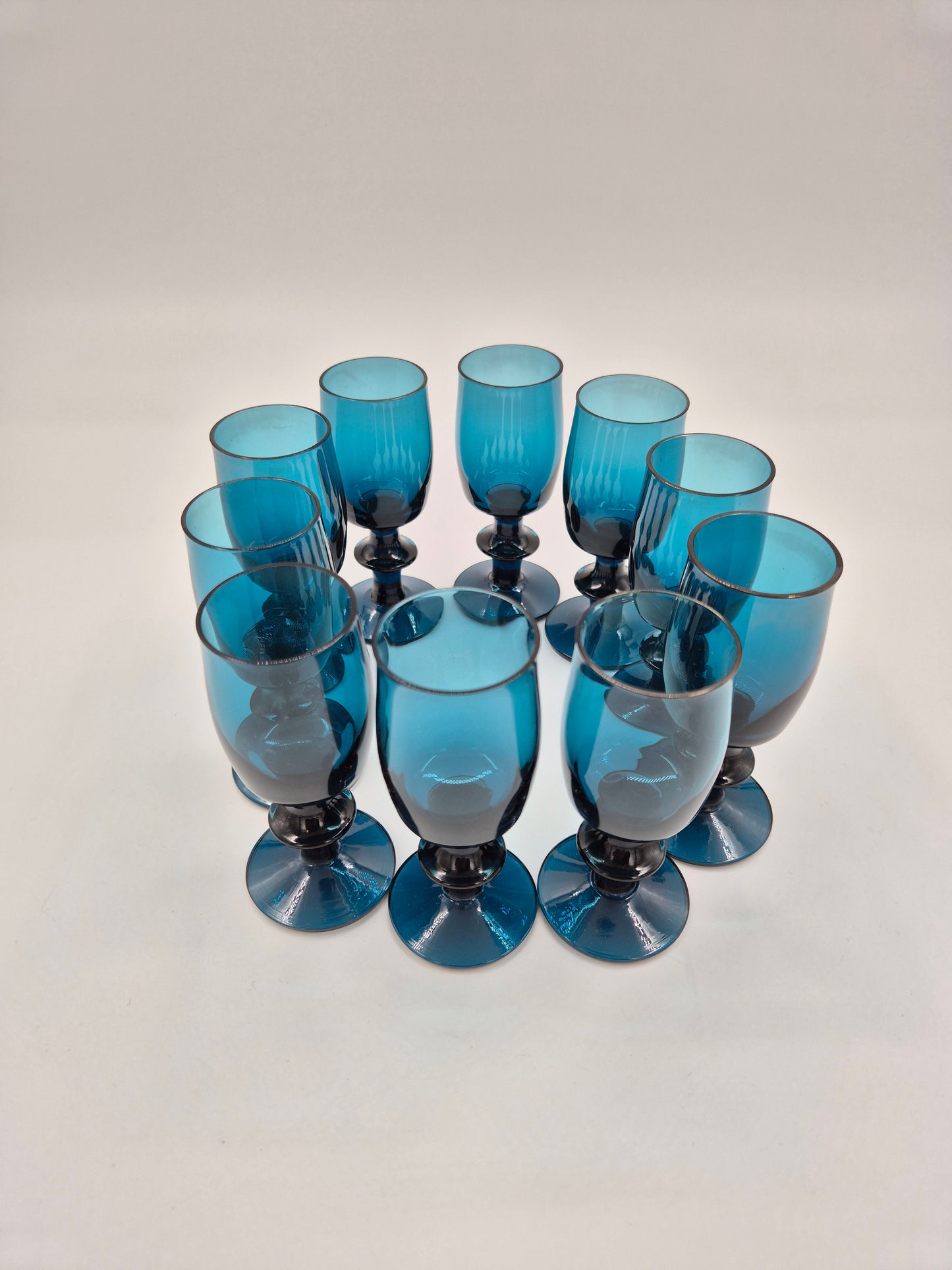 Bertil Vallien Blue Series Liqueur Glasses Set of 10 | Åfors Boda Sweden 1960s Blue Aperitif Glasses | Scandinavian Vintage