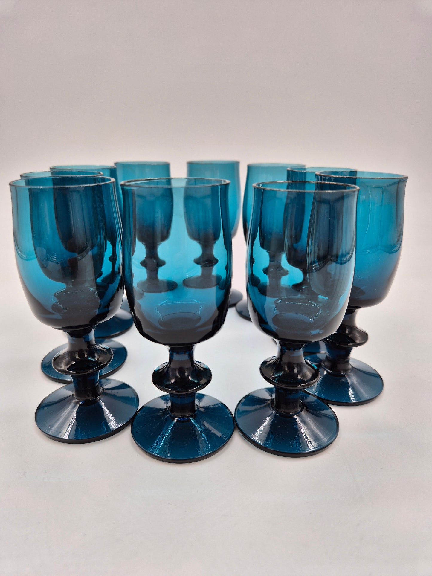 Bertil Vallien Blue Series Liqueur Glasses Set of 10 | Åfors Boda Sweden 1960s Blue Aperitif Glasses | Scandinavian Vintage