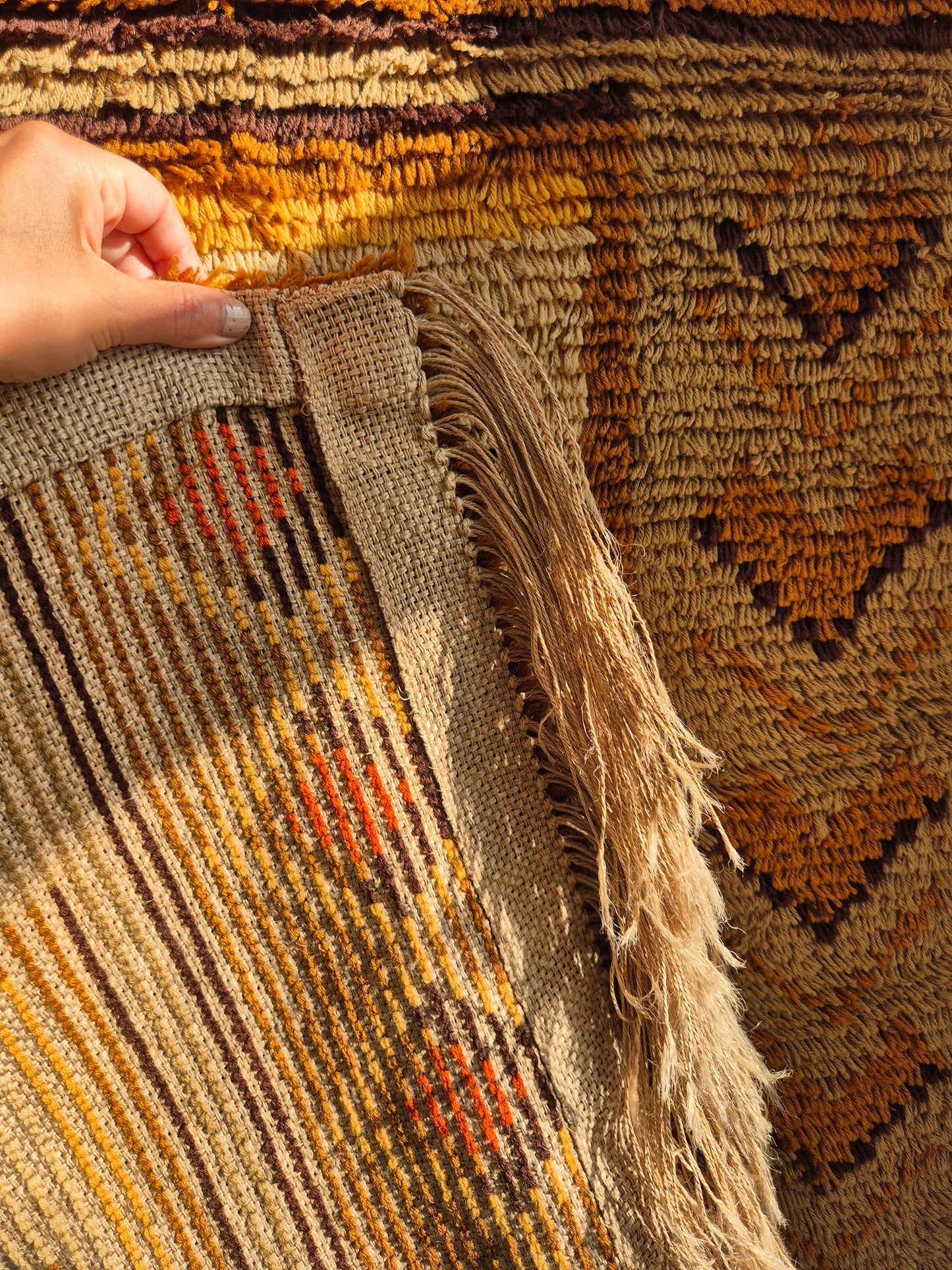 Vintage Finnish Ryijy "Pirtin Ikkuna" Wall Hanging – Handwoven Wool Textile Art – Scandinavian Tapestry Rug