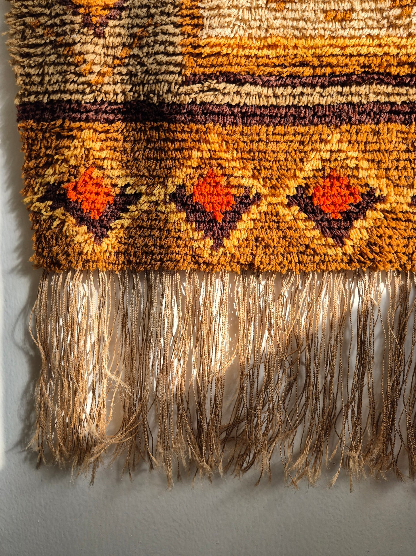 Vintage Finnish Ryijy "Pirtin Ikkuna" Wall Hanging – Handwoven Wool Textile Art – Scandinavian Tapestry Rug