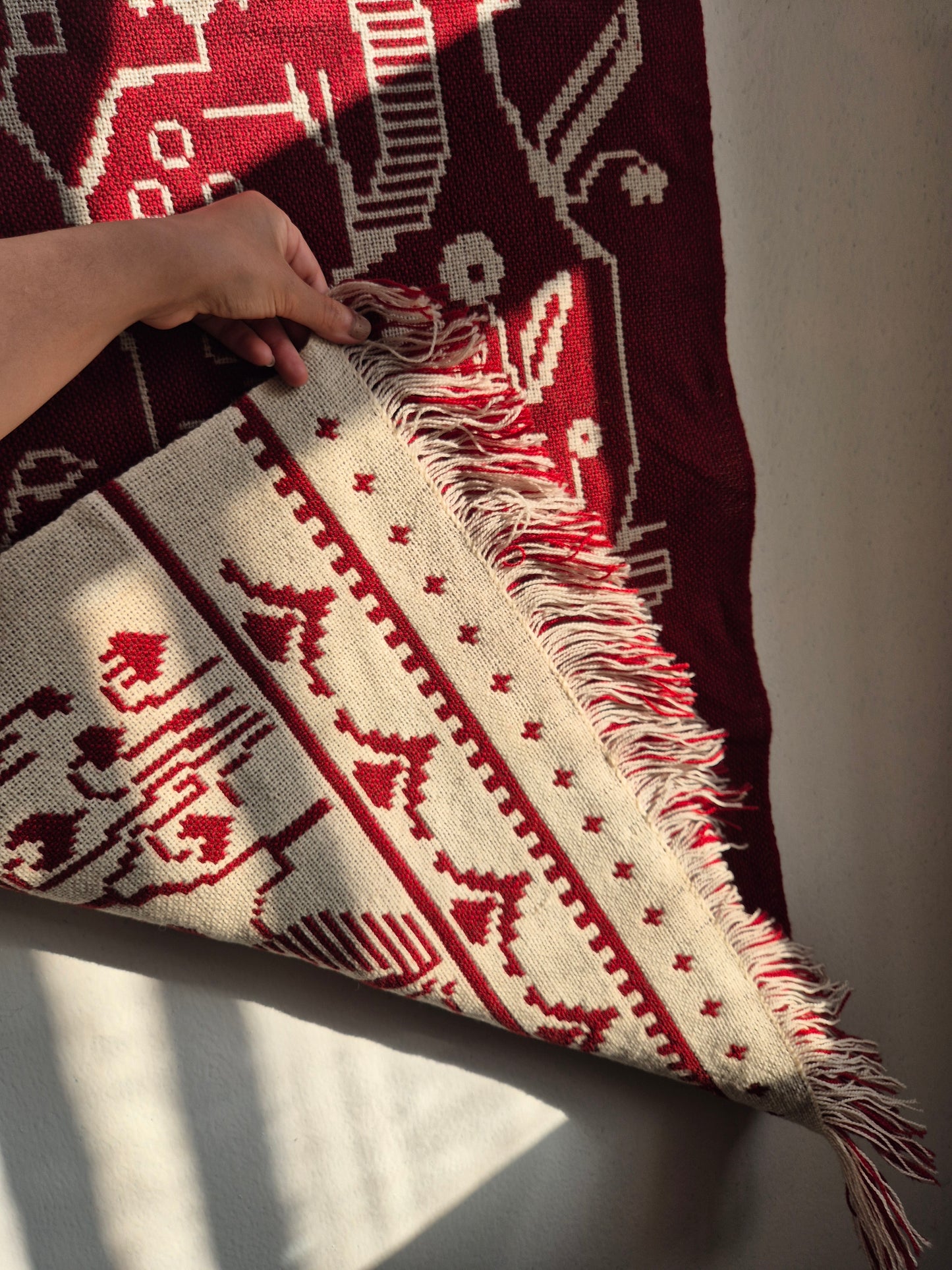 Vintage Finnish Handwoven Wall Hanging – Nordic Textile Art