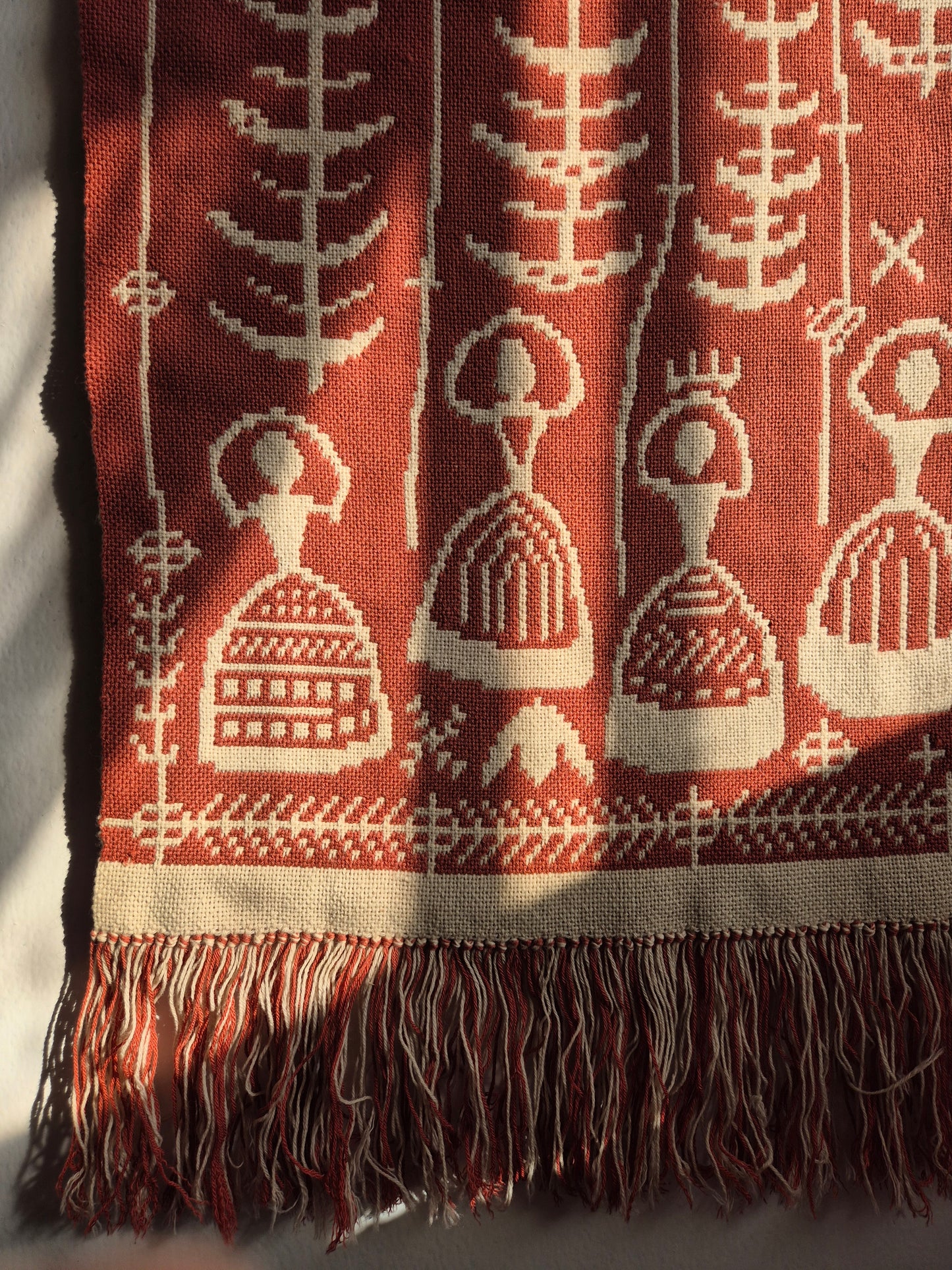 Elonkorjuu Vintage Finnish Wall Hanging by Laura Korpikaivo-Tamminen | Scandinavian Folk Art Textile | 63 x 110 cm