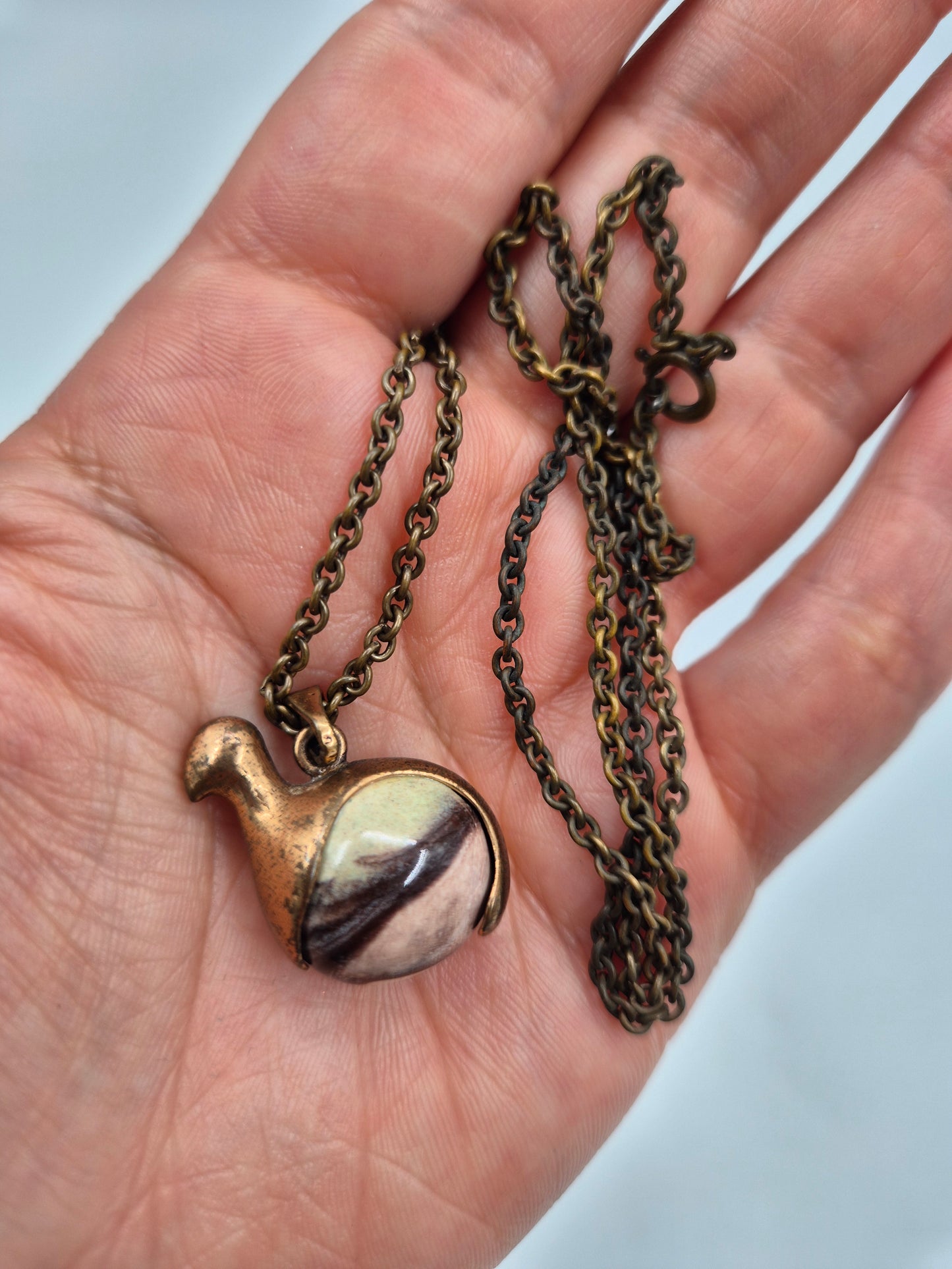 Kalevala Koru - Töyri Bird Bronze Necklace - Kimmo Virkkunen - Finland - 1990s