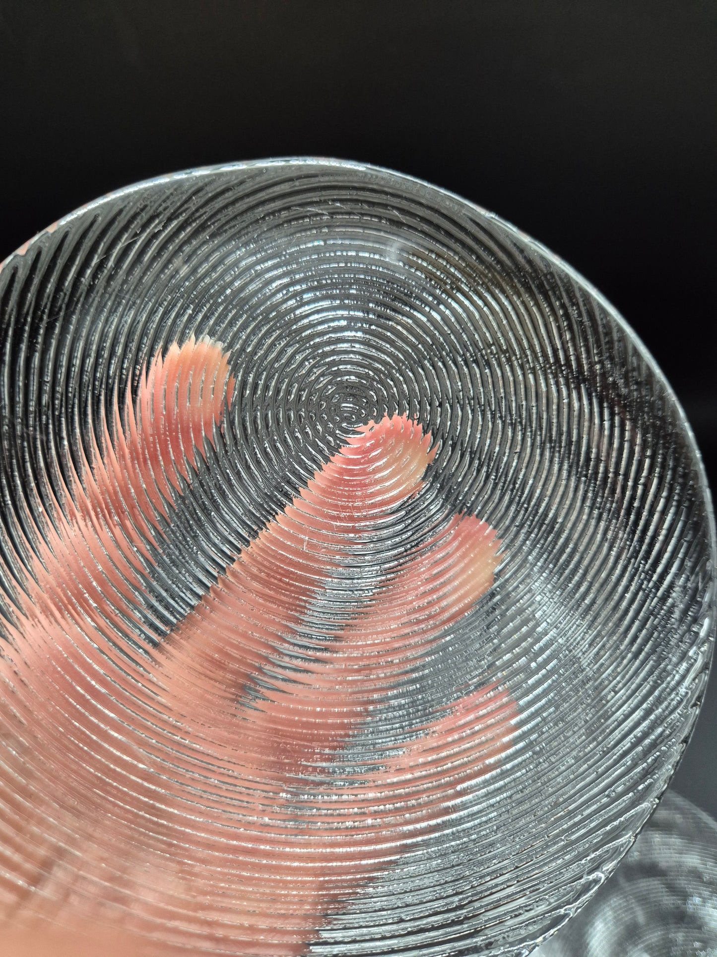 Set of 11 Vintage Muurla Glass Plates, Handmade Finnish Glassware, Ribbed Concentric Design