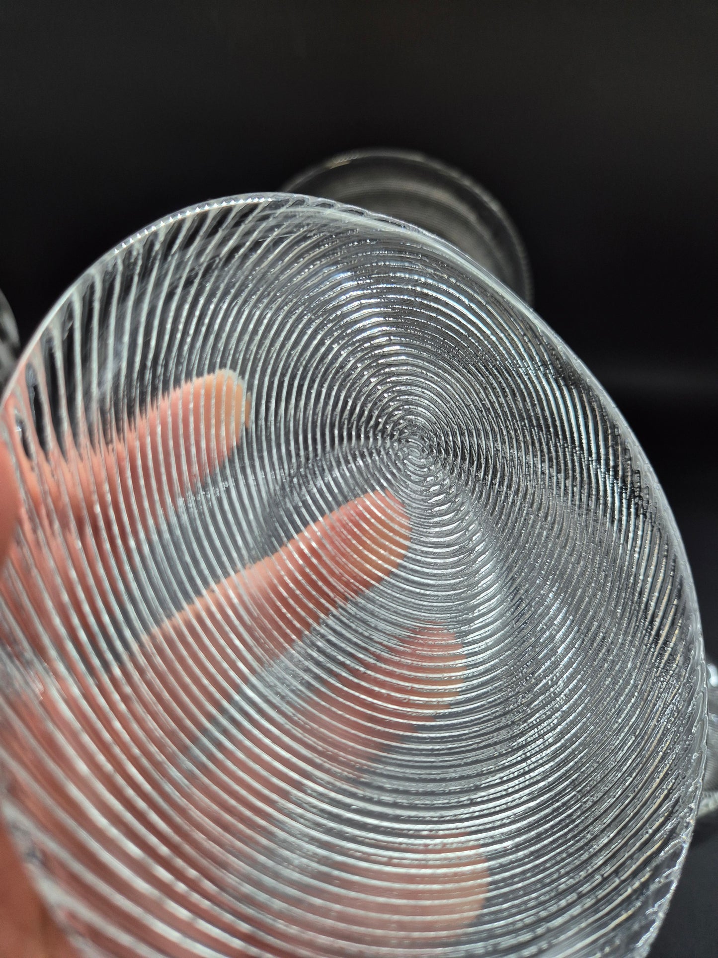 Set of 11 Vintage Muurla Glass Plates, Handmade Finnish Glassware, Ribbed Concentric Design
