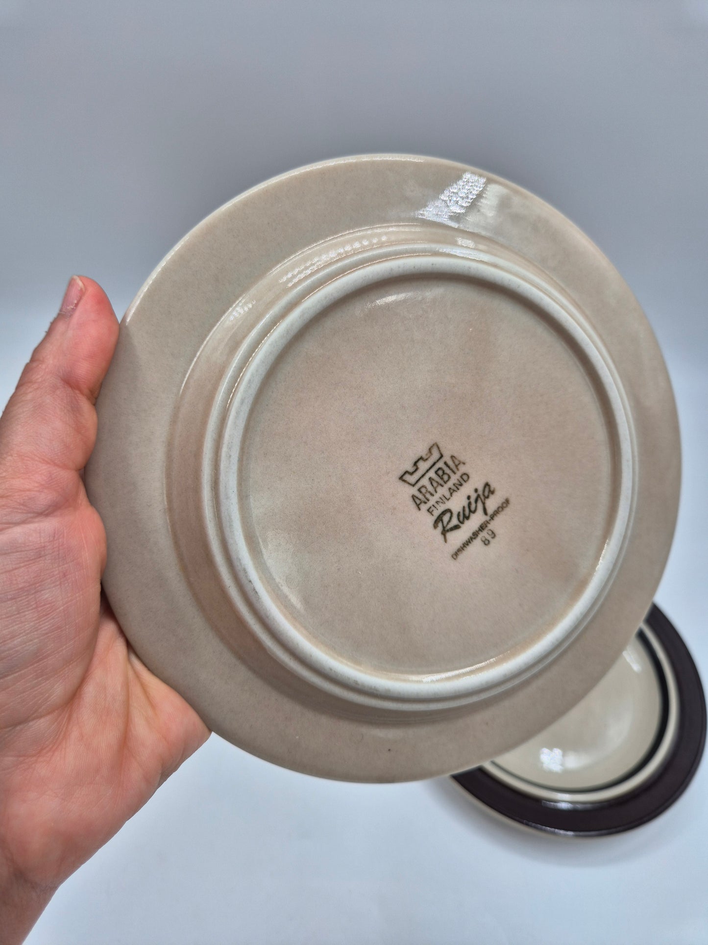 Set of 5 Arabia Ruija Coffee Trios | Vintage Finnish Coffee Cups Saucers & Plates | Raija Uosikkinen | Scandinavian Stoneware