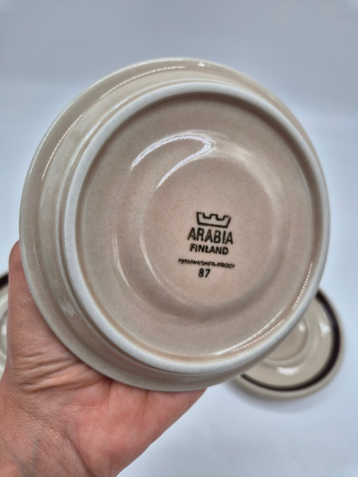 Set of 5 Arabia Ruija Coffee Trios | Vintage Finnish Coffee Cups Saucers & Plates | Raija Uosikkinen | Scandinavian Stoneware
