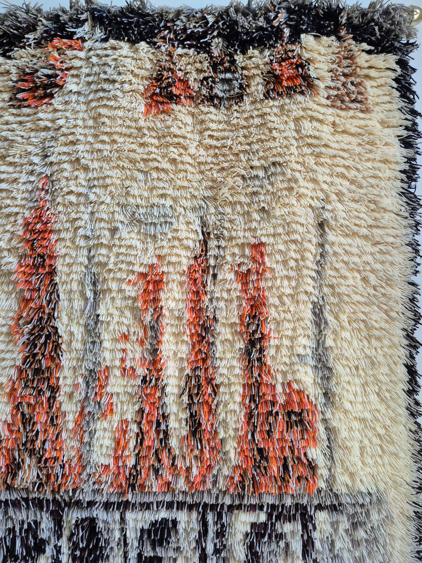 Vintage Leena-Kaisa Halme "Jääpuikkoja" Ryijy Wall Hanging Rug 120x165 cm Finnish Mid Century Textile Art