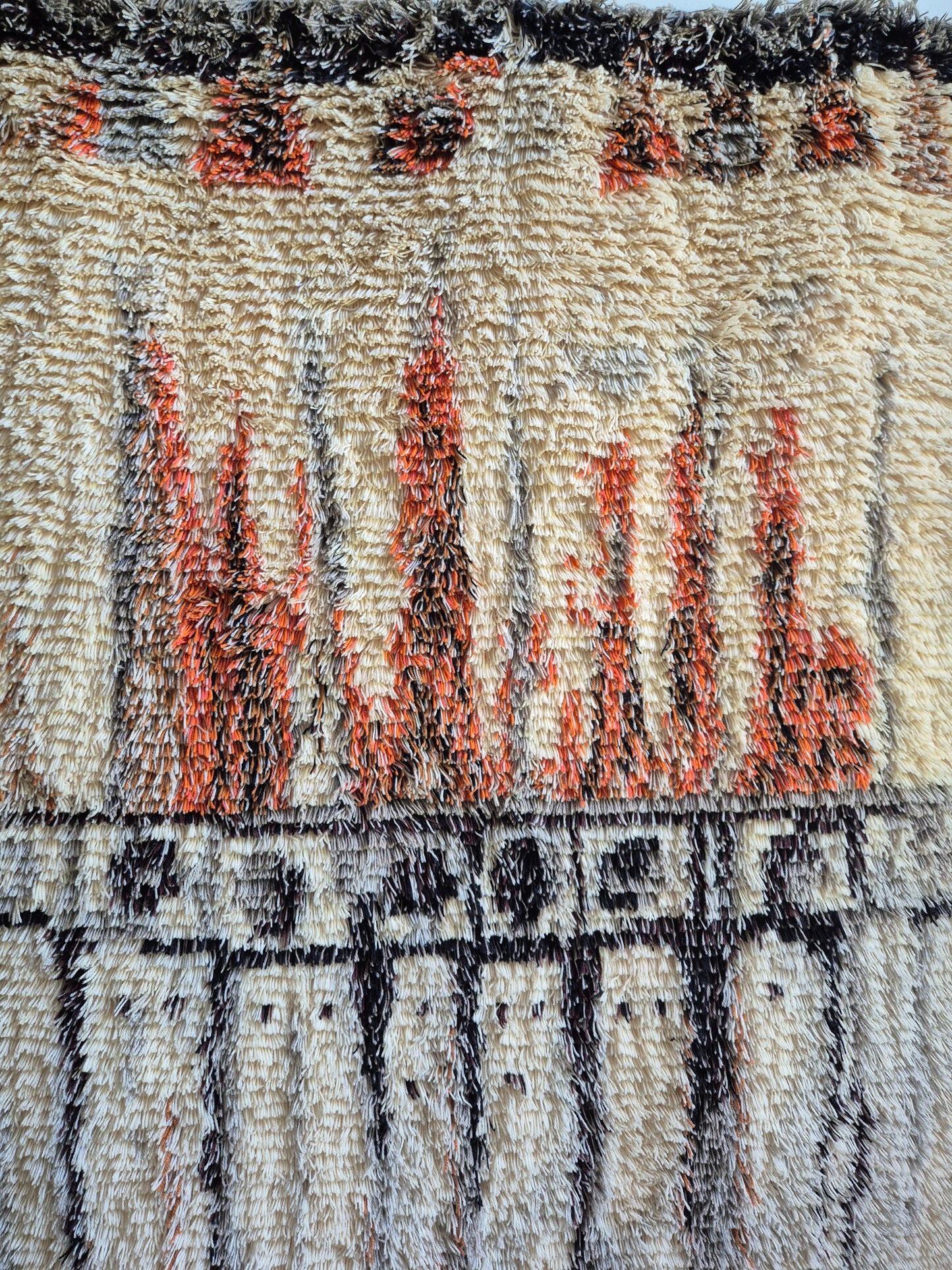 Vintage Leena-Kaisa Halme "Jääpuikkoja" Ryijy Wall Hanging Rug 120x165 cm Finnish Mid Century Textile Art