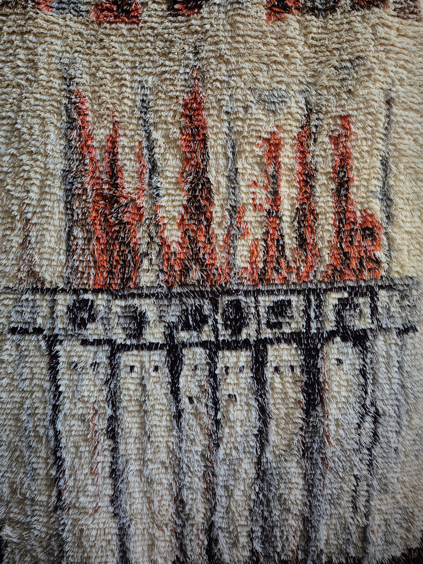 Vintage Leena-Kaisa Halme "Jääpuikkoja" Ryijy Wall Hanging Rug 120x165 cm Finnish Mid Century Textile Art