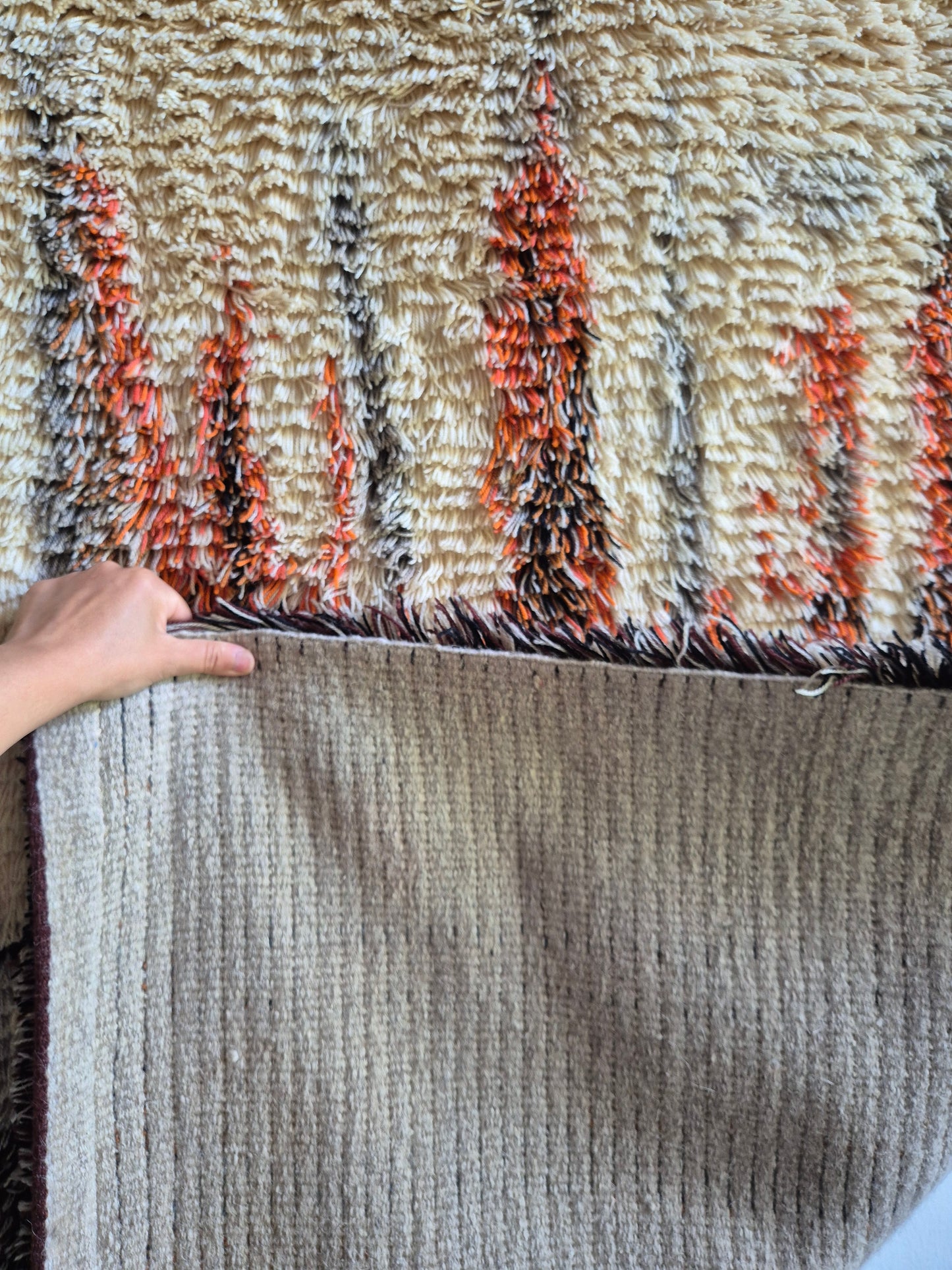 Vintage Leena-Kaisa Halme "Jääpuikkoja" Ryijy Wall Hanging Rug 120x165 cm Finnish Mid Century Textile Art