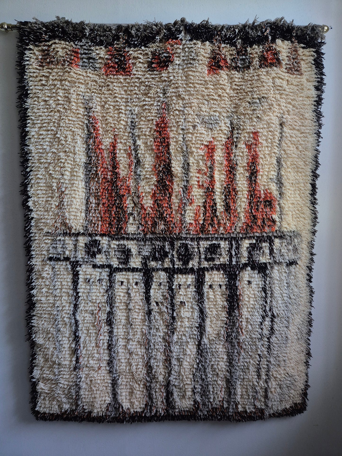 Vintage Leena-Kaisa Halme "Jääpuikkoja" Ryijy Wall Hanging Rug 120x165 cm Finnish Mid Century Textile Art