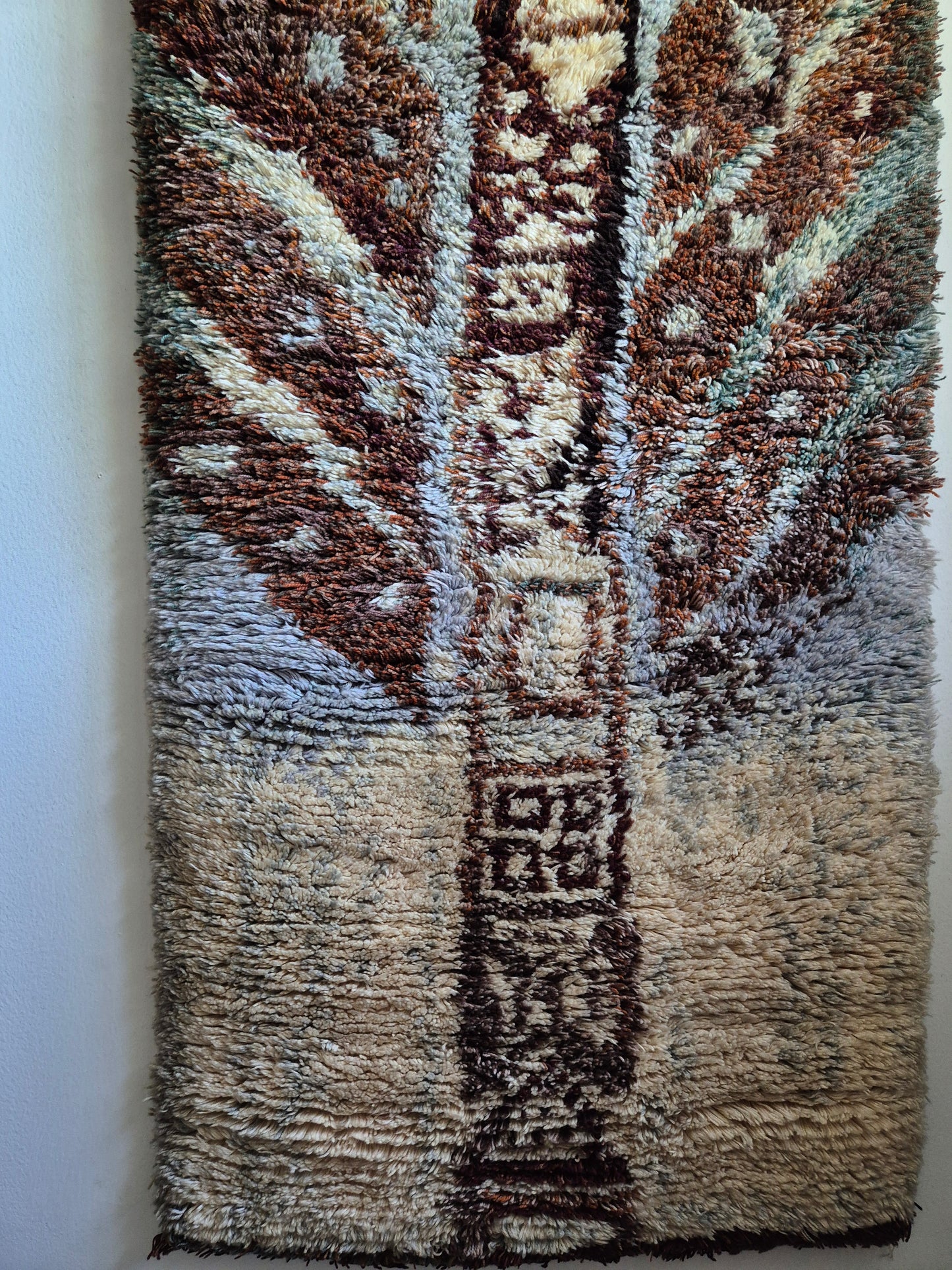 Leena-Kaisa Halme "Joukahainen" Finnish Ryijy Wall Hanging 80x200 cm – Vintage Handwoven Wool Textile Art