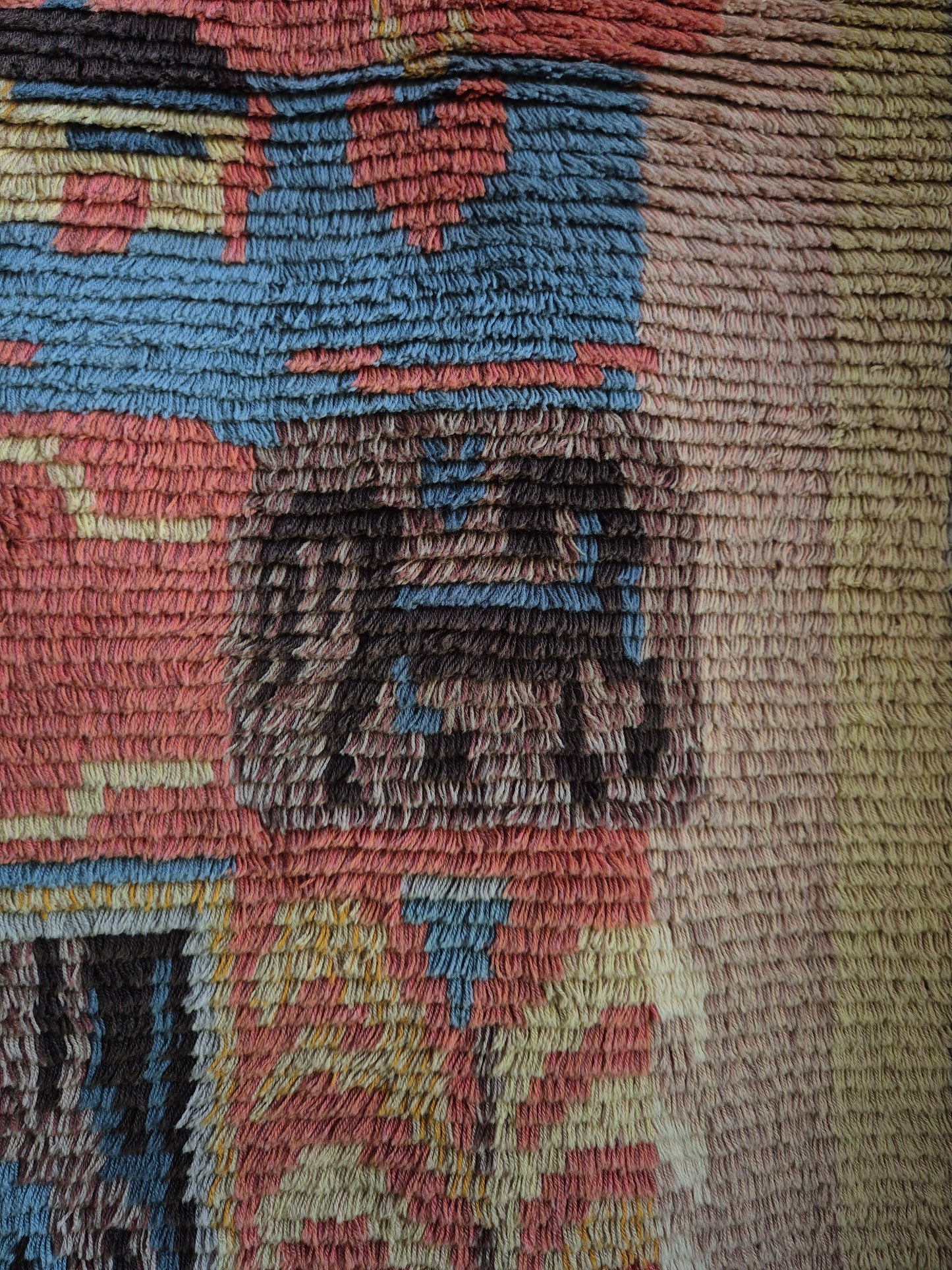 Large Finnish Handwoven Ryijy Wall Hanging Rug 130 x 185 cm – Folk Art Tapestry with Horse Motif – Vintage Scandinavian Textile
