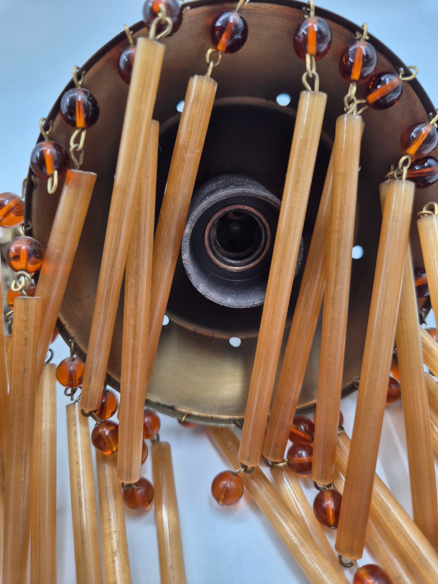 Pair of Vintage Sario Wall Sconces with Amber Acrylic Fringe | Finnish Mid-Century Wall Lamps | Hollywood Regency Lighting | Model 175