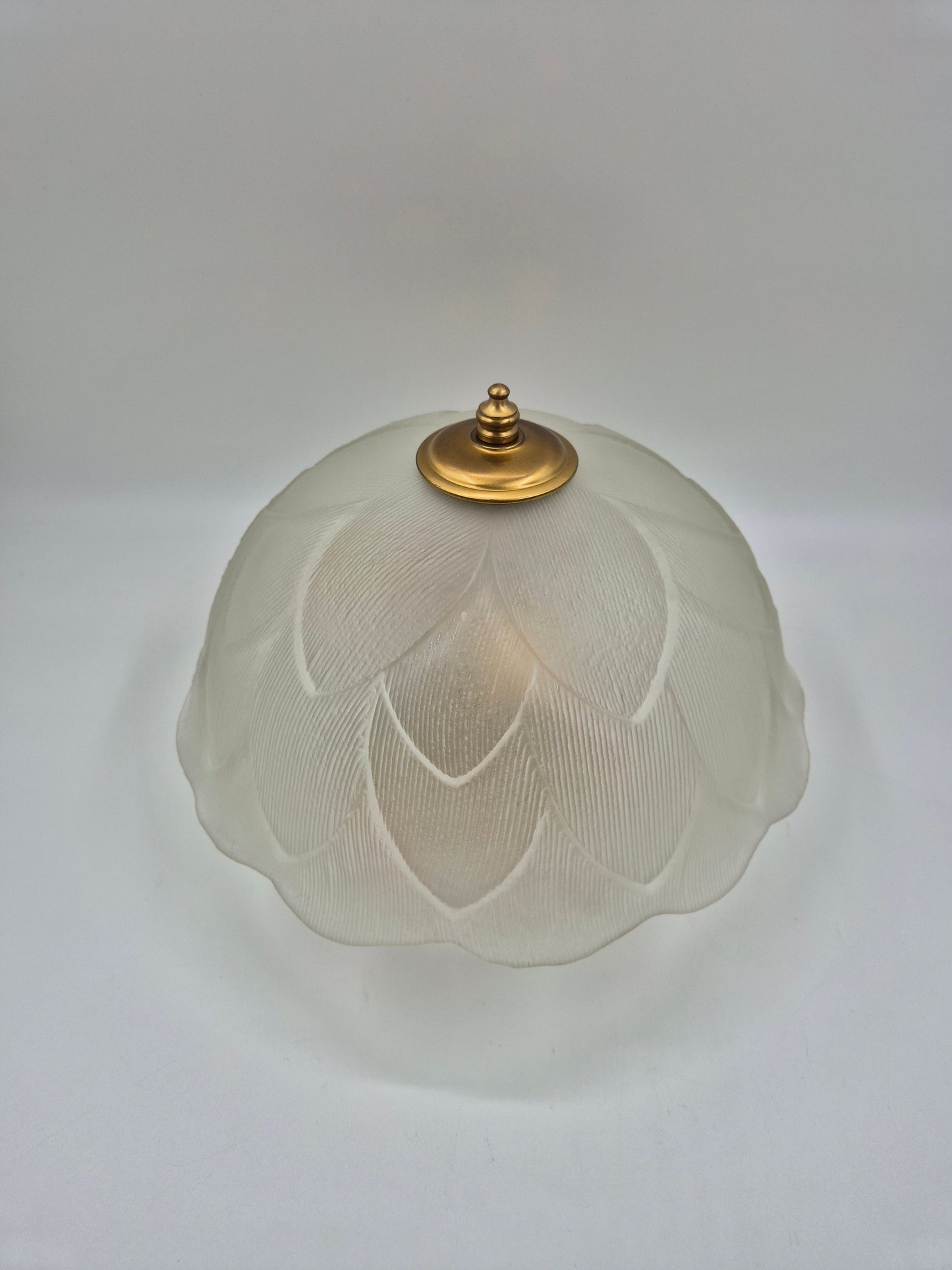 Vintage Sario 33 Plafond Ceiling Light | Frosted Glass Flush Mount Lamp | 3-Light Brass Fixture | Finnish Scandinavian Lighting