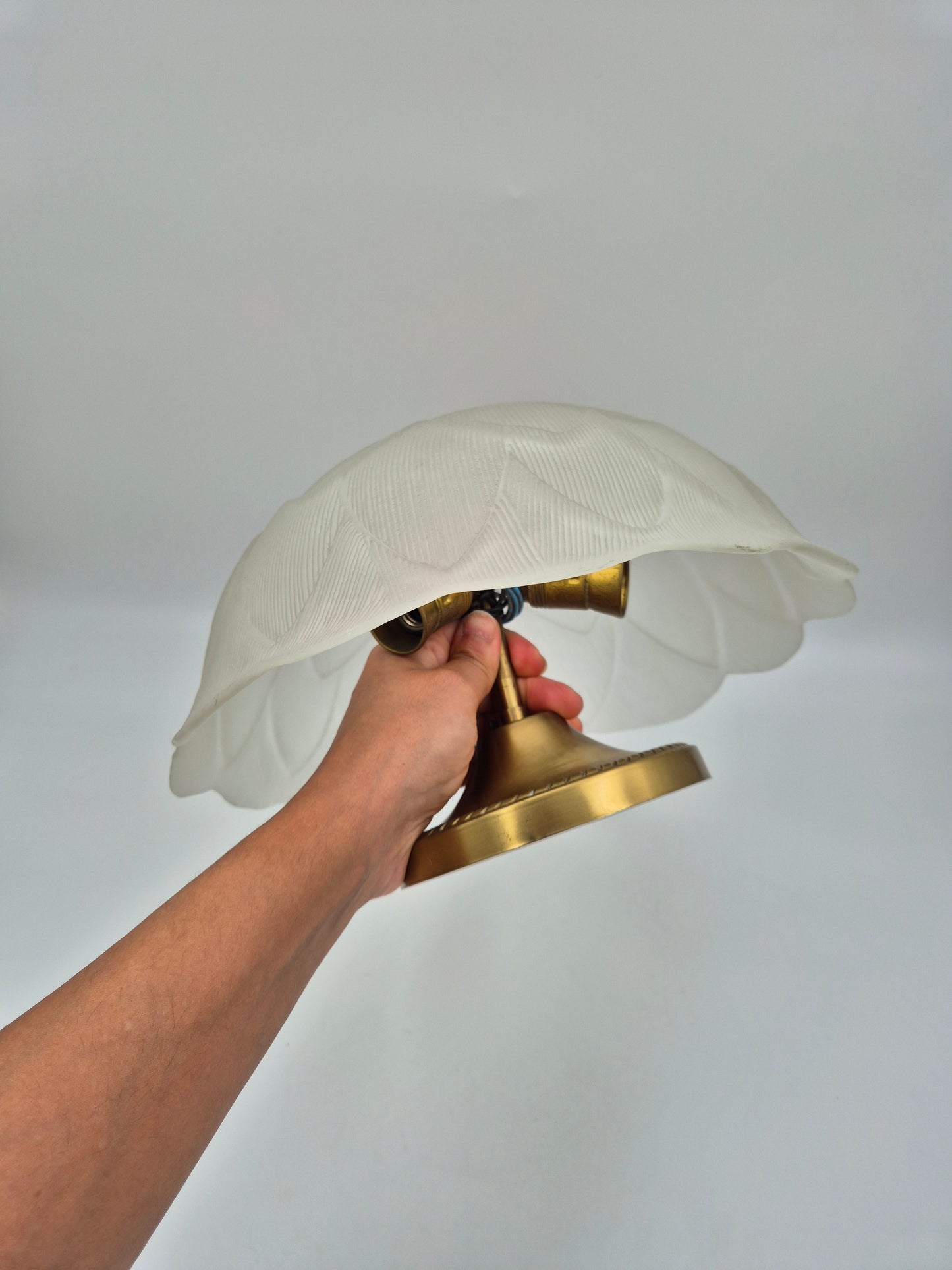 Vintage Sario 33 Plafond Ceiling Light | Frosted Glass Flush Mount Lamp | 3-Light Brass Fixture | Finnish Scandinavian Lighting