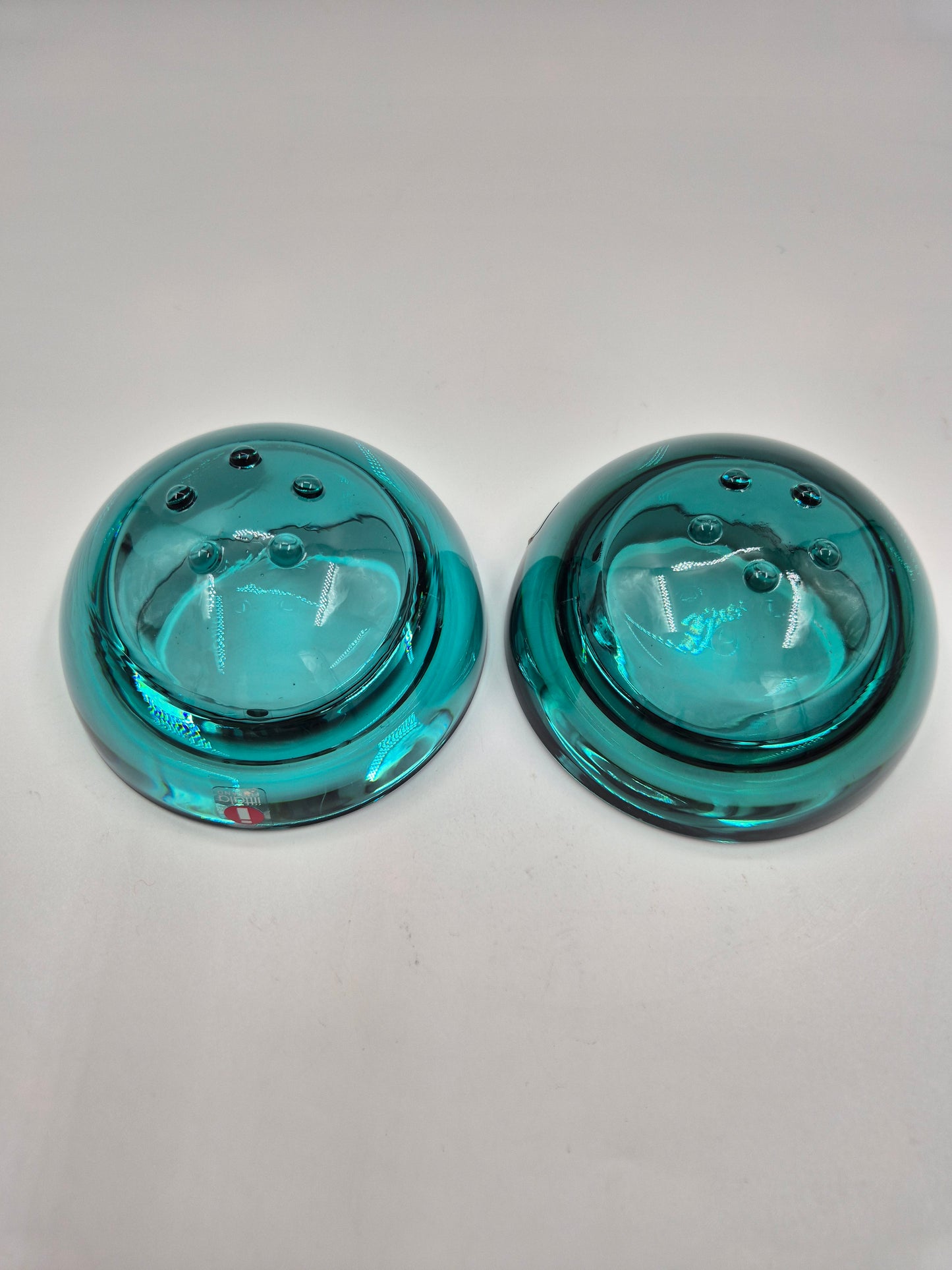 Iittala Ballo Tealight Candle Holders Pair Sea Green| Vintage Finnish Glass | Ballo Candle Holders Made in Finland