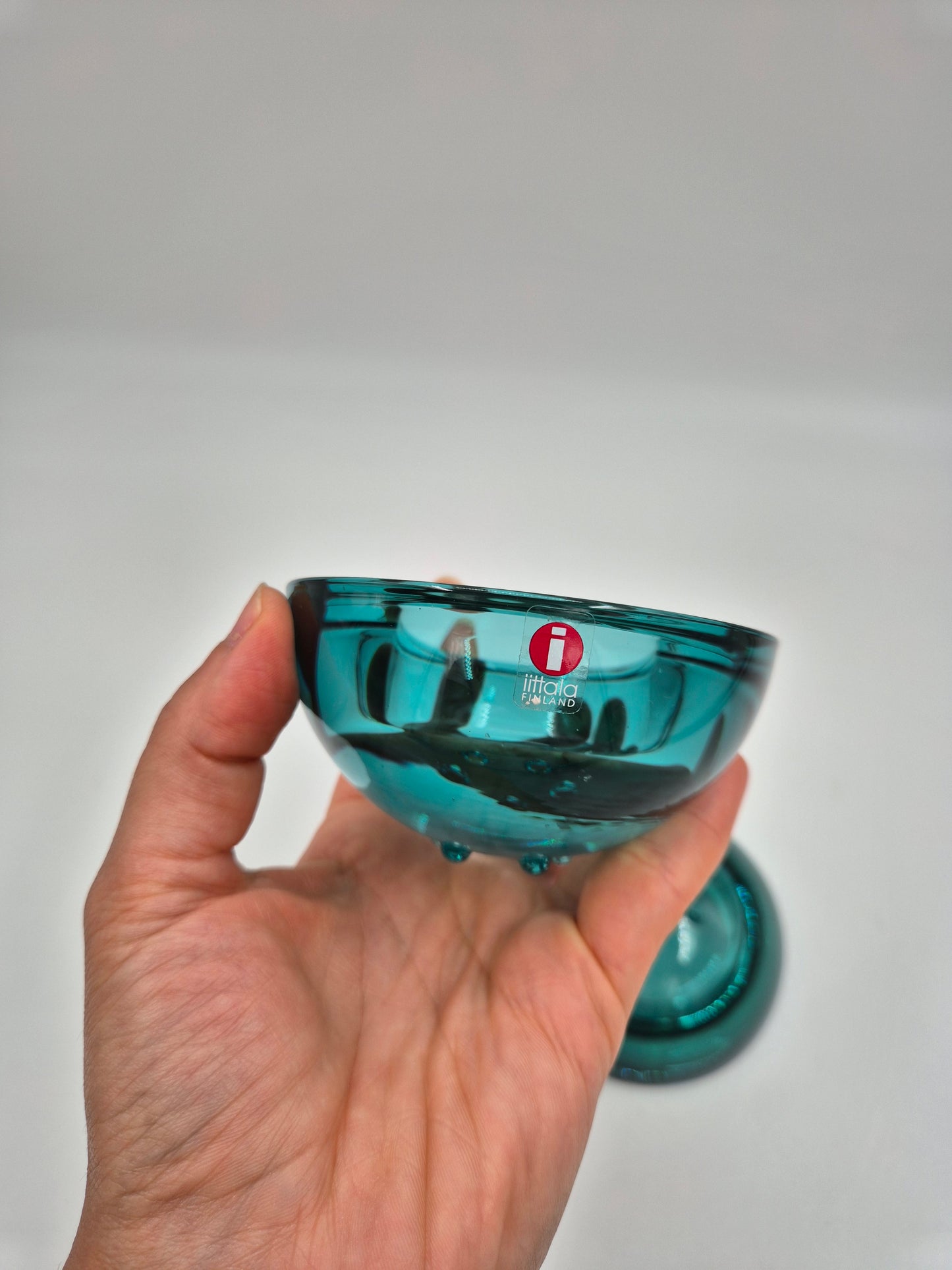 Iittala Ballo Tealight Candle Holders Pair Sea Green| Vintage Finnish Glass | Ballo Candle Holders Made in Finland
