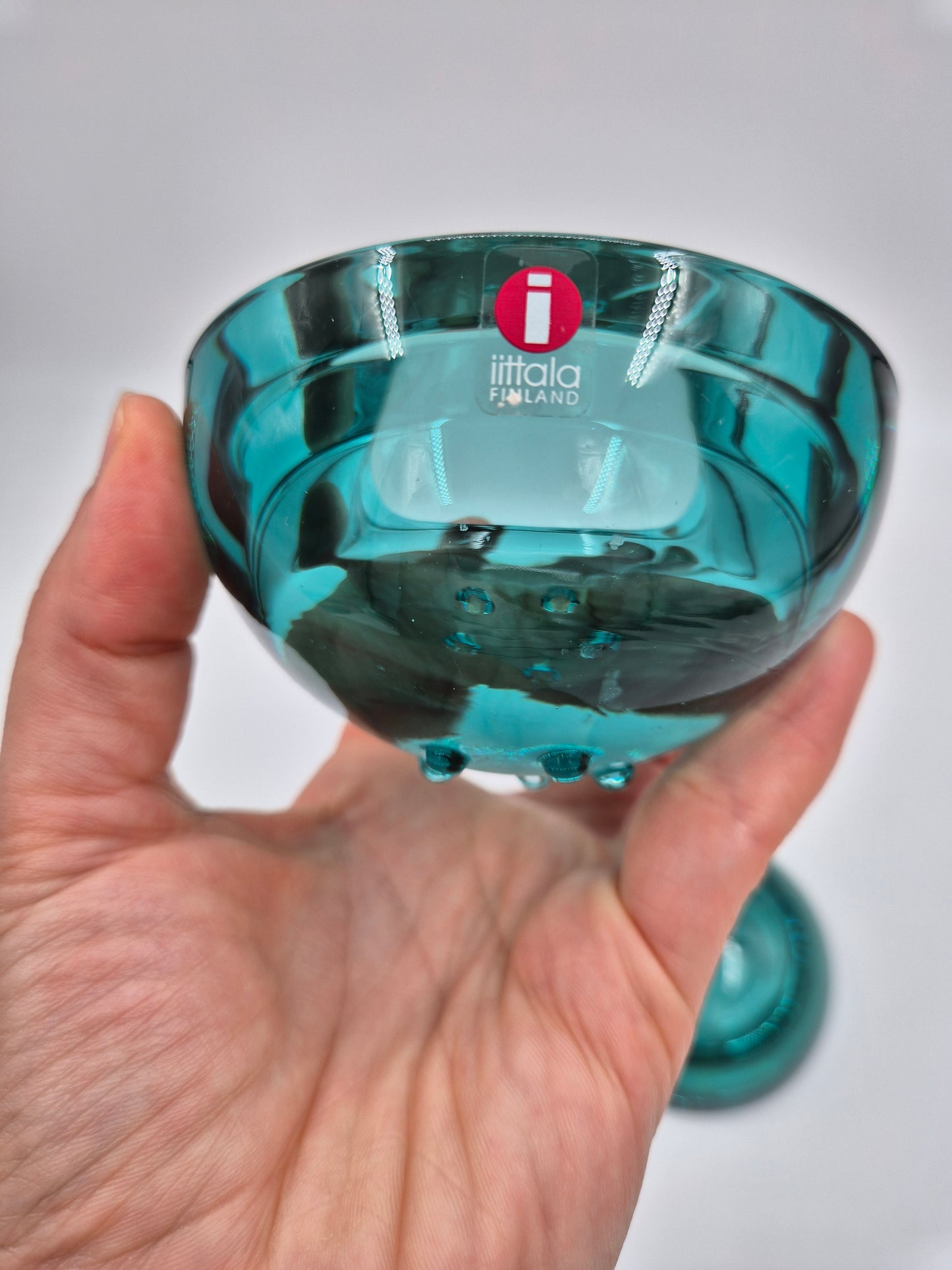 Iittala Ballo Tealight Candle Holders Pair Sea Green| Vintage Finnish Glass | Ballo Candle Holders Made in Finland