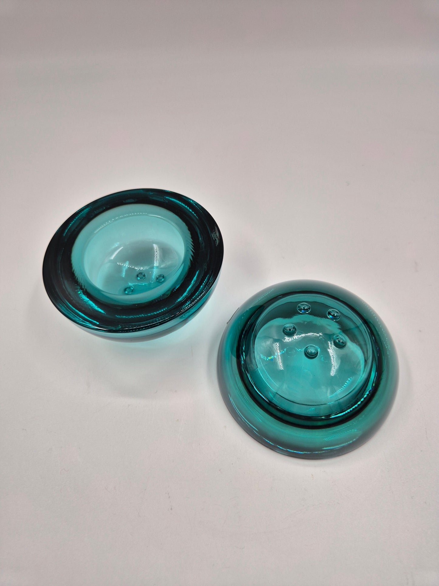 Iittala Ballo Tealight Candle Holders Pair Sea Green| Vintage Finnish Glass | Ballo Candle Holders Made in Finland
