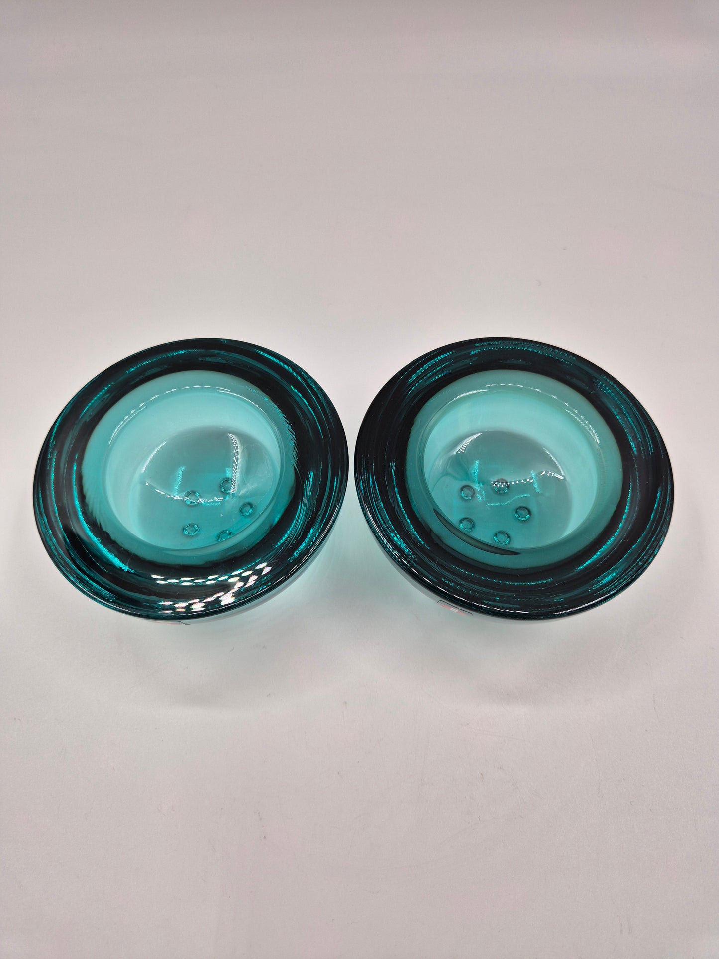 Iittala Ballo Tealight Candle Holders Pair Sea Green| Vintage Finnish Glass | Ballo Candle Holders Made in Finland