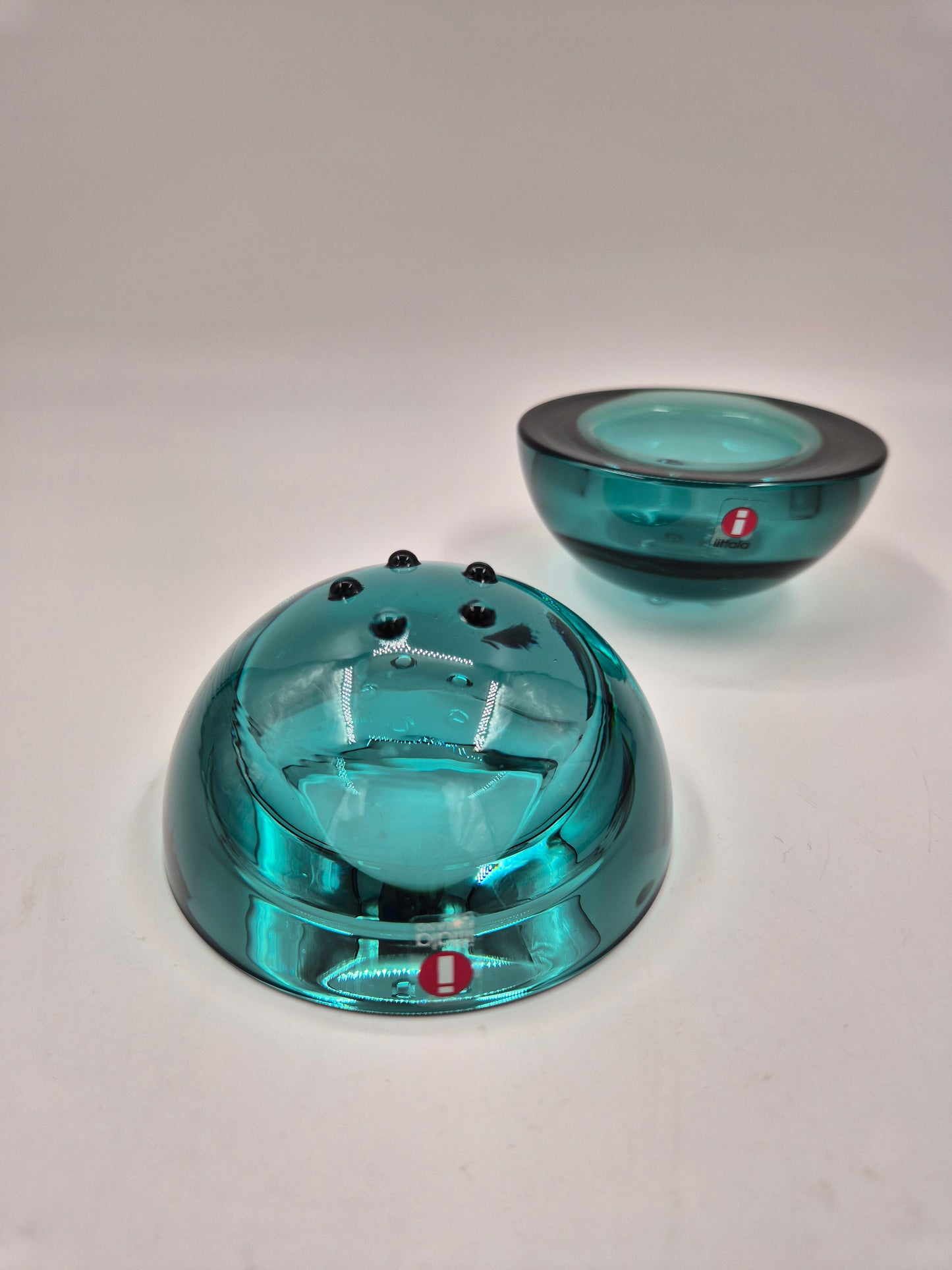 Iittala Ballo Tealight Candle Holders Pair Sea Green| Vintage Finnish Glass | Ballo Candle Holders Made in Finland