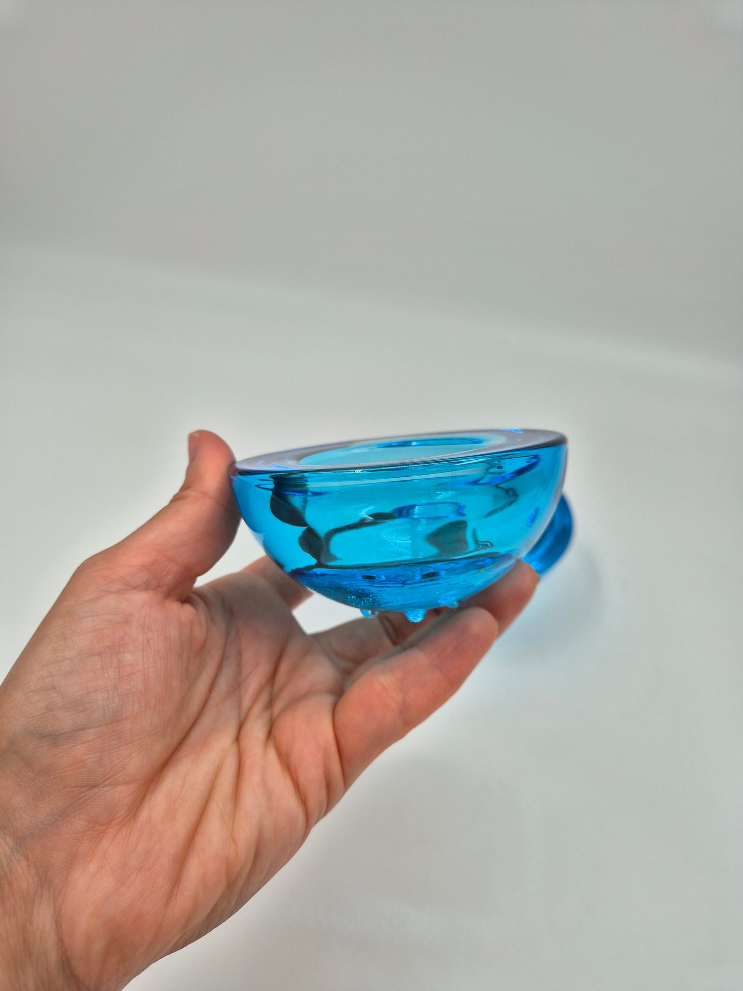 Pair of Iittala Ballo Light Blue Tealight Candle Holders | Vintage Finnish Glass | Scandinavian Design | Made in Finland (1997–2005)