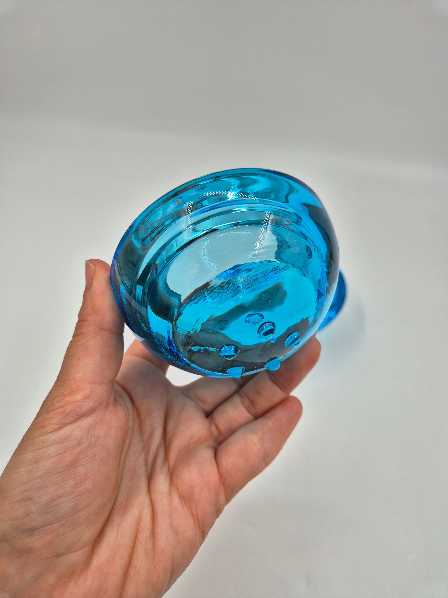 Pair of Iittala Ballo Light Blue Tealight Candle Holders | Vintage Finnish Glass | Scandinavian Design | Made in Finland (1997–2005)